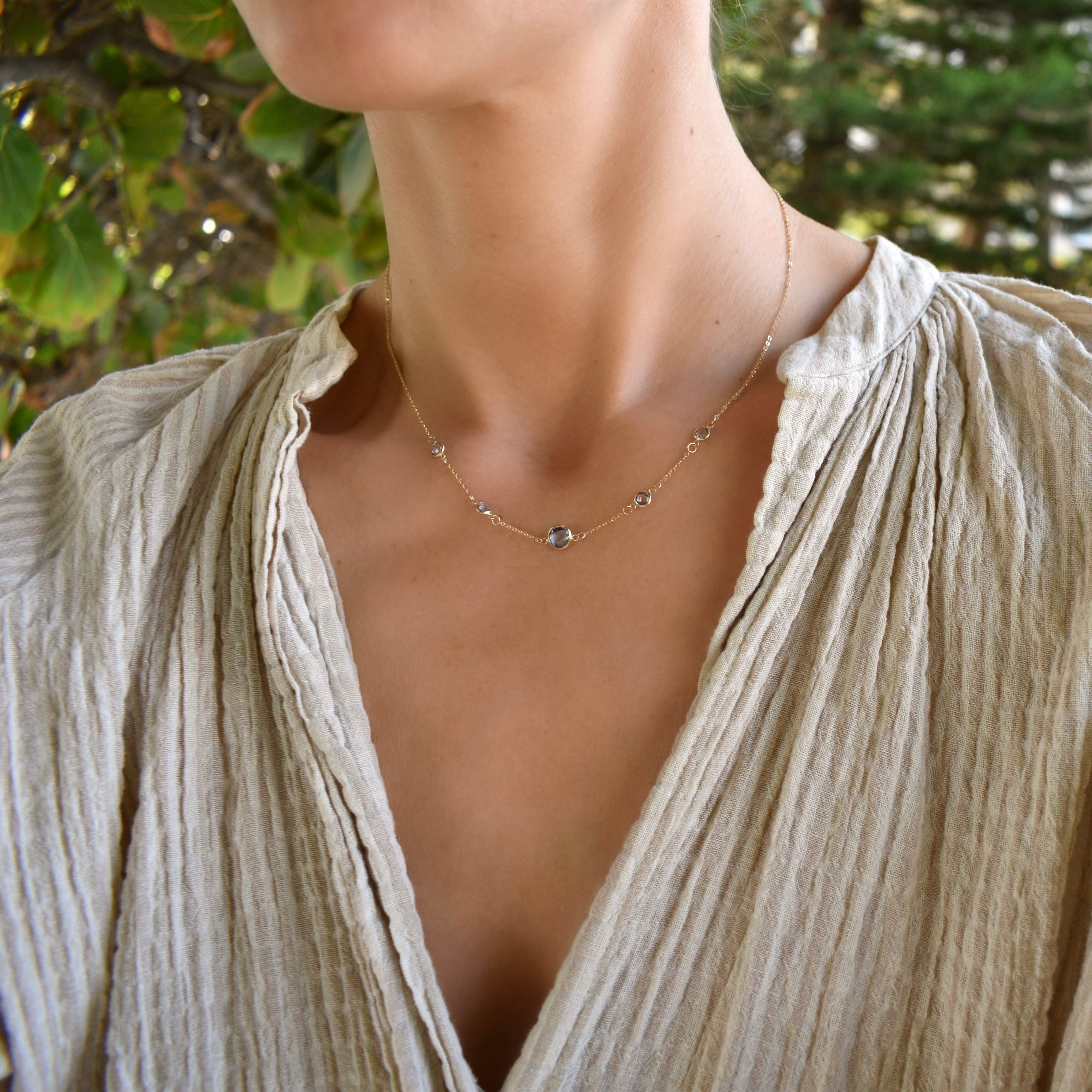 1 Grand & 4 Petite Aquamarine Necklace in 14k Gold (March) - Image 2