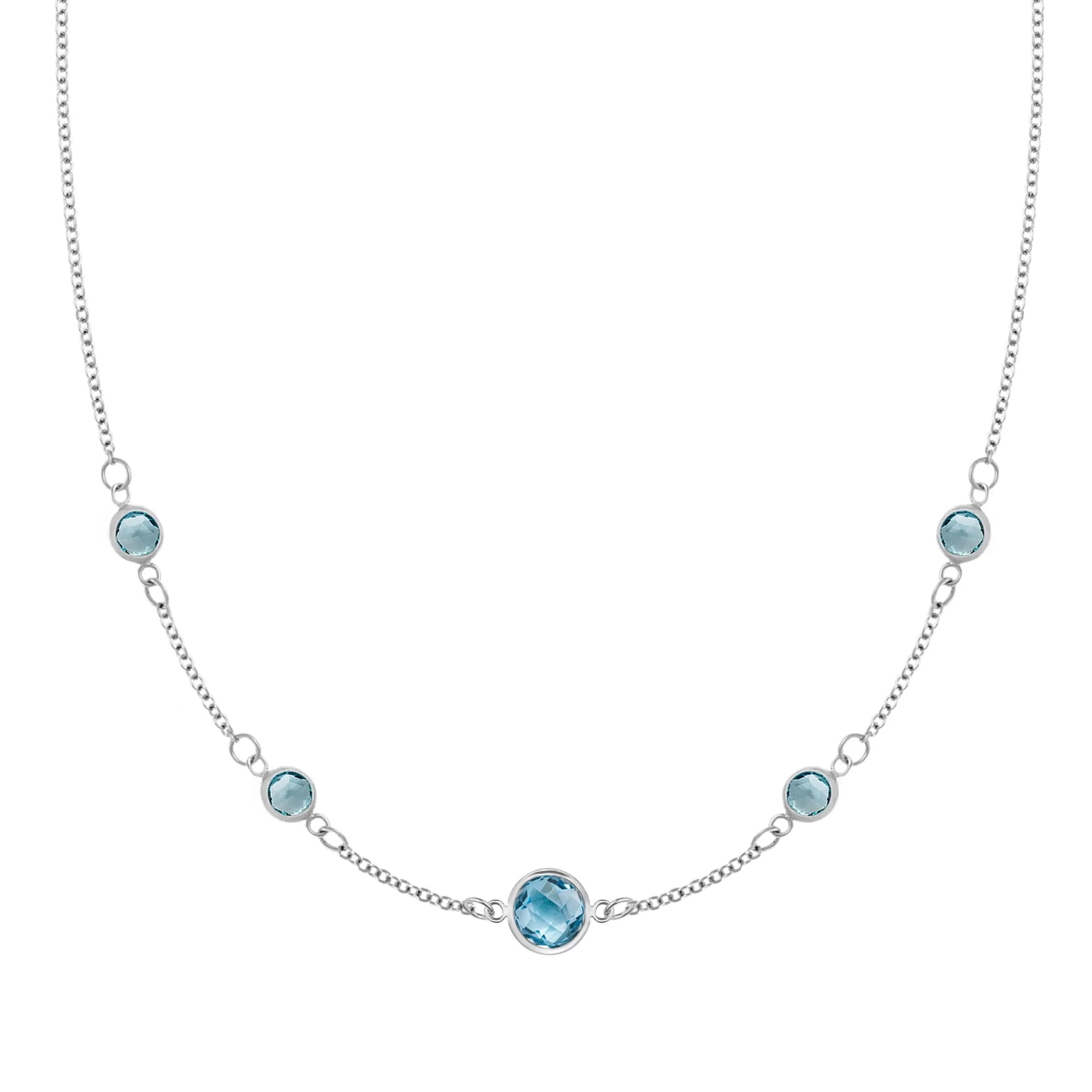 1 Grand & 4 Petite Nantucket Blue Topaz Necklace in 14k Gold (December) - Image 5