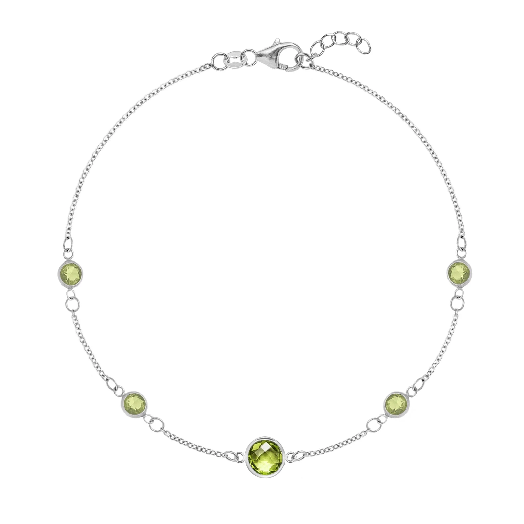 1 Grand & 4 Petite Peridot Bracelet in 14k Gold (August) - Image 5