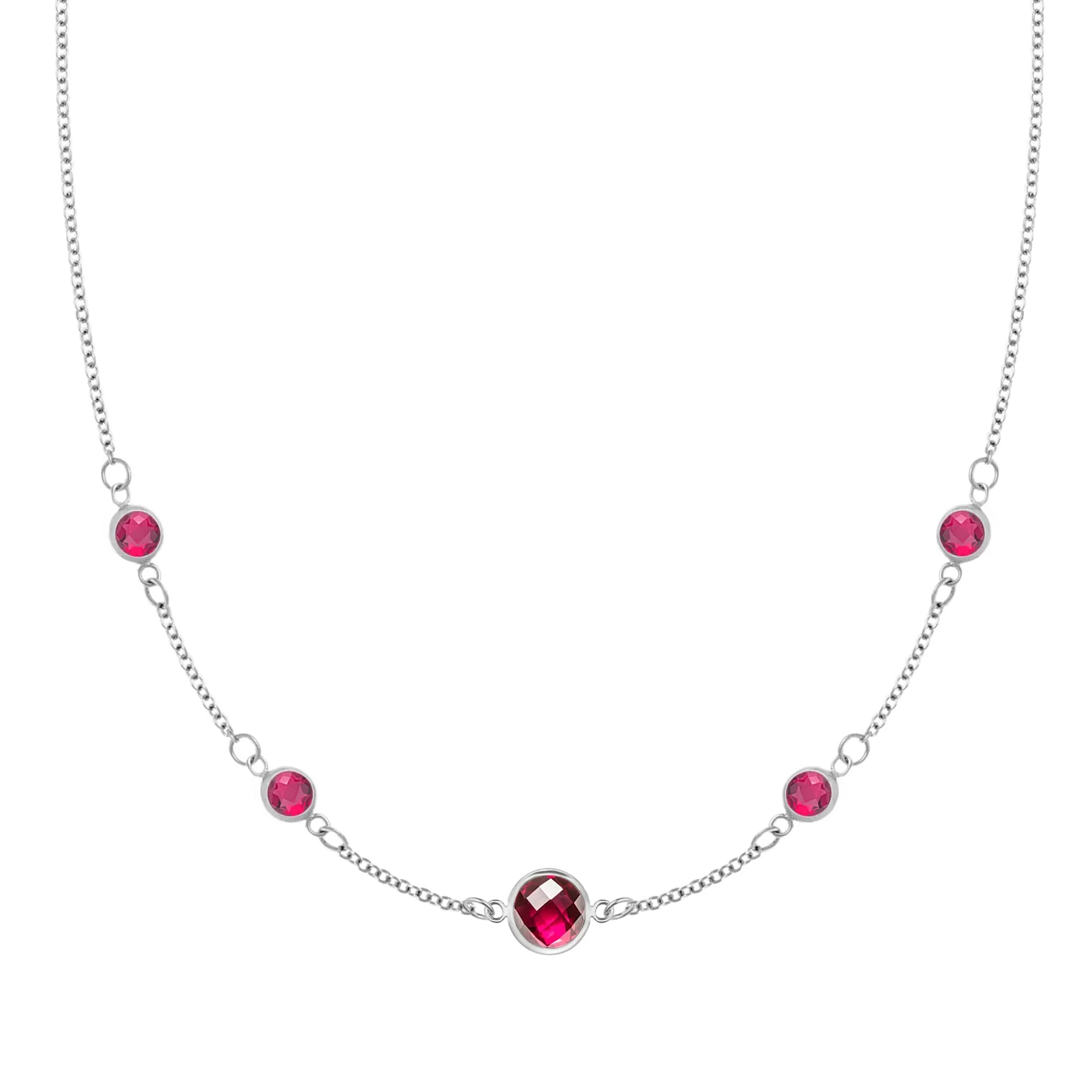 1 Grand & 4 Petite Ruby Necklace in 14k Gold (July) - Image 5