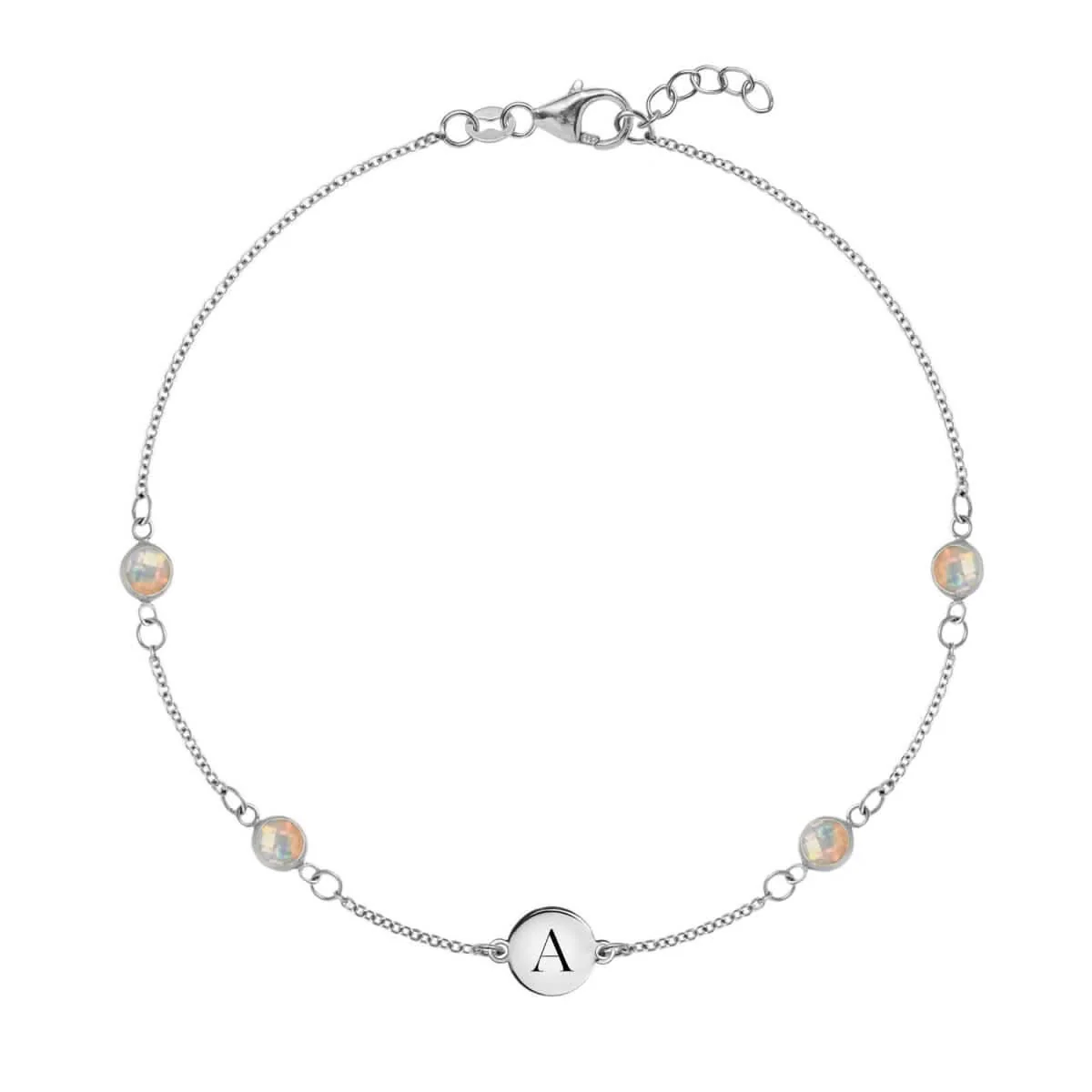 1 Letter & 4 Petite Opal Bracelet  in 14k Gold (October) - Image 5