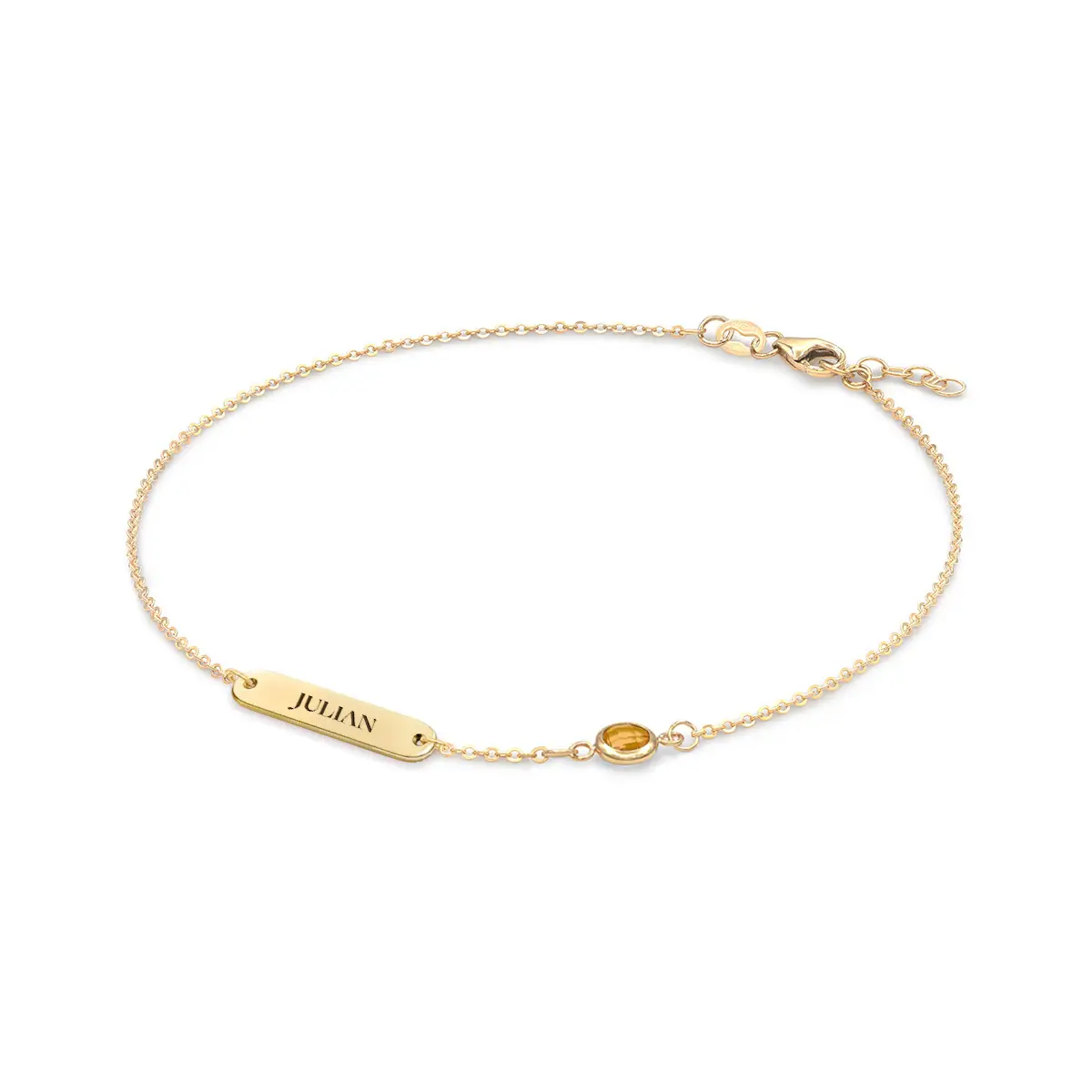 1 Nameplate & 1 Petite Citrine Bracelet in 14k Gold (November) - Image 4