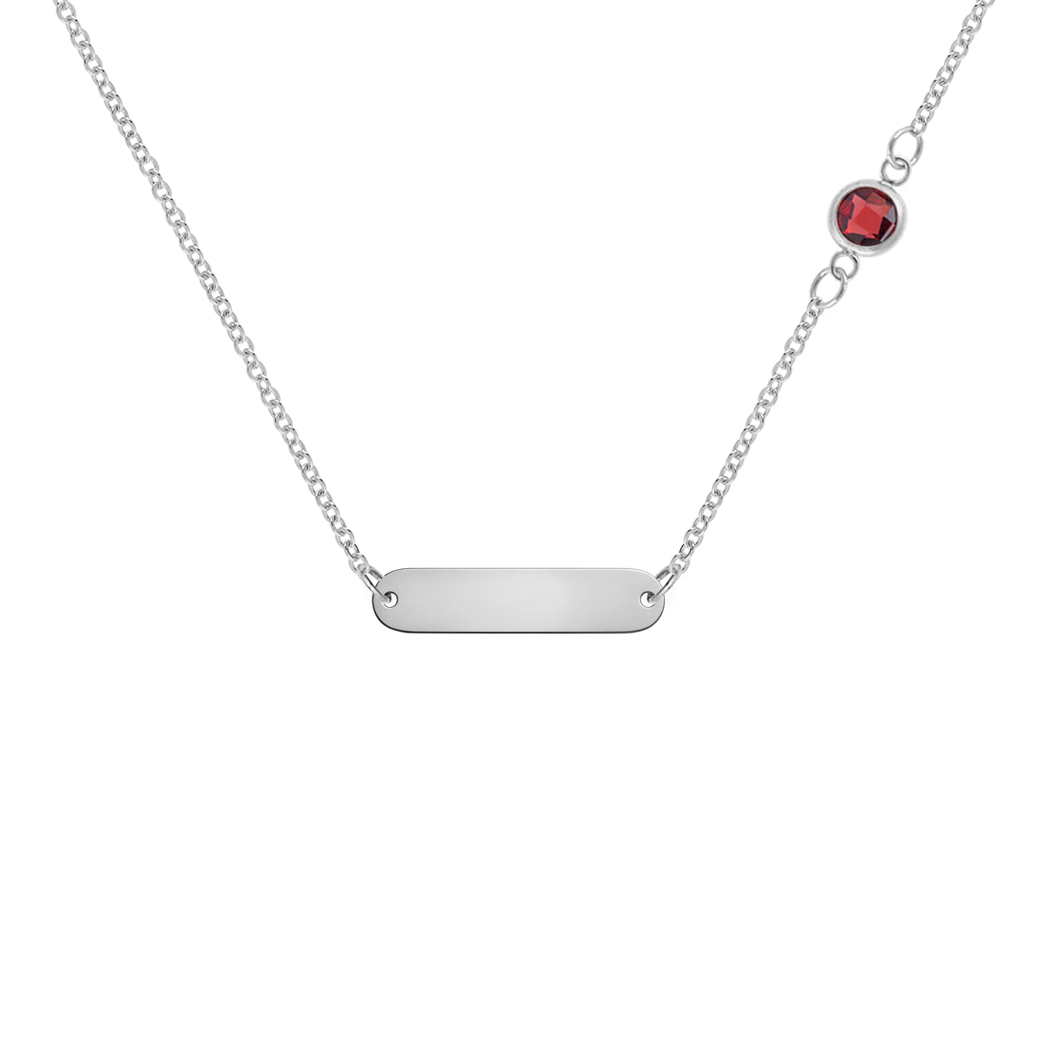 1 Nameplate & 1 Petite Garnet Necklace in 14k Gold (January) - Image 7