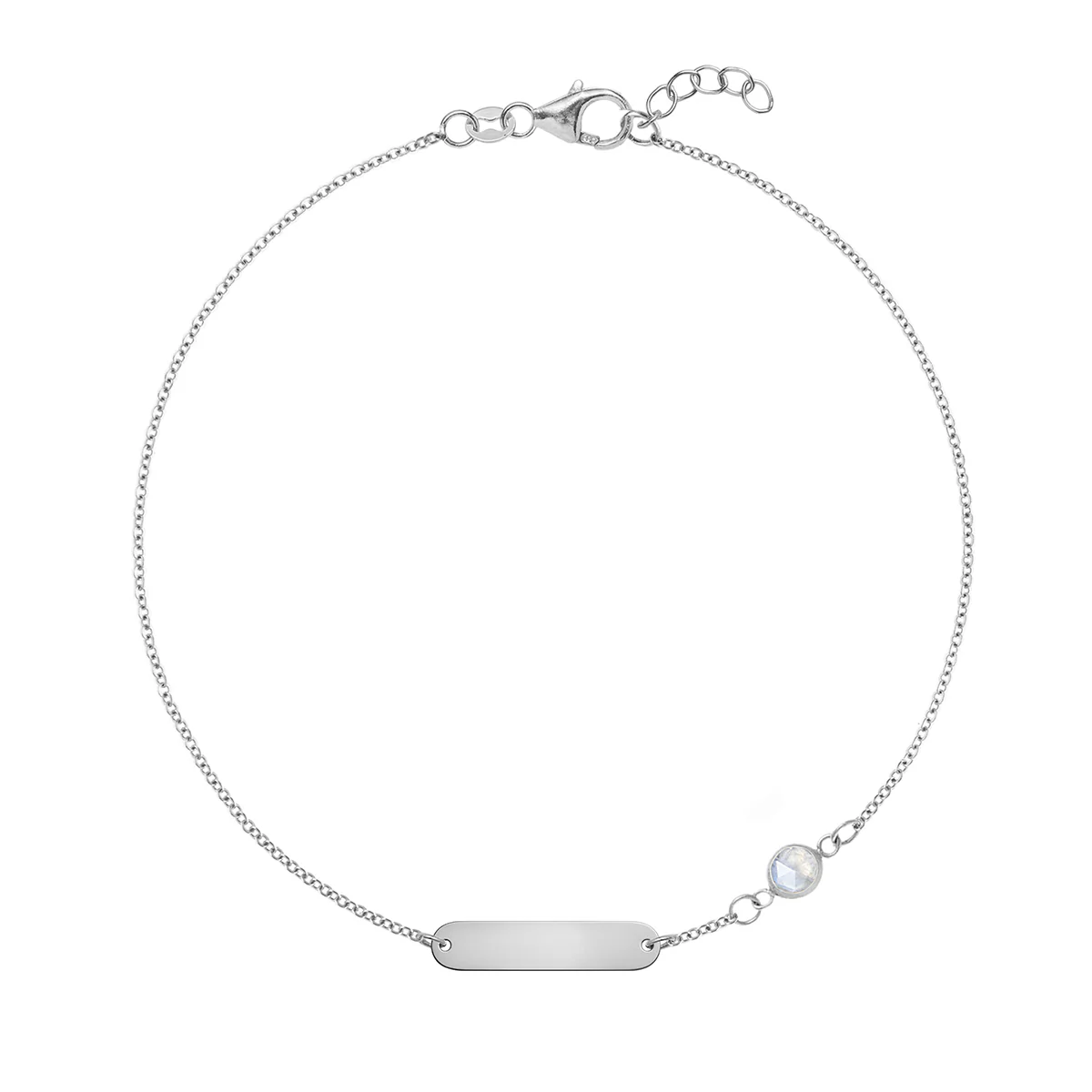 1 Nameplate & 1 Petite Moonstone Bracelet in 14k Gold (June) - Image 7