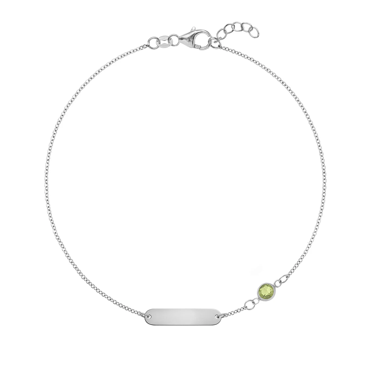 1 Nameplate & 1 Petite Peridot Bracelet in 14k Gold (August) - Image 7