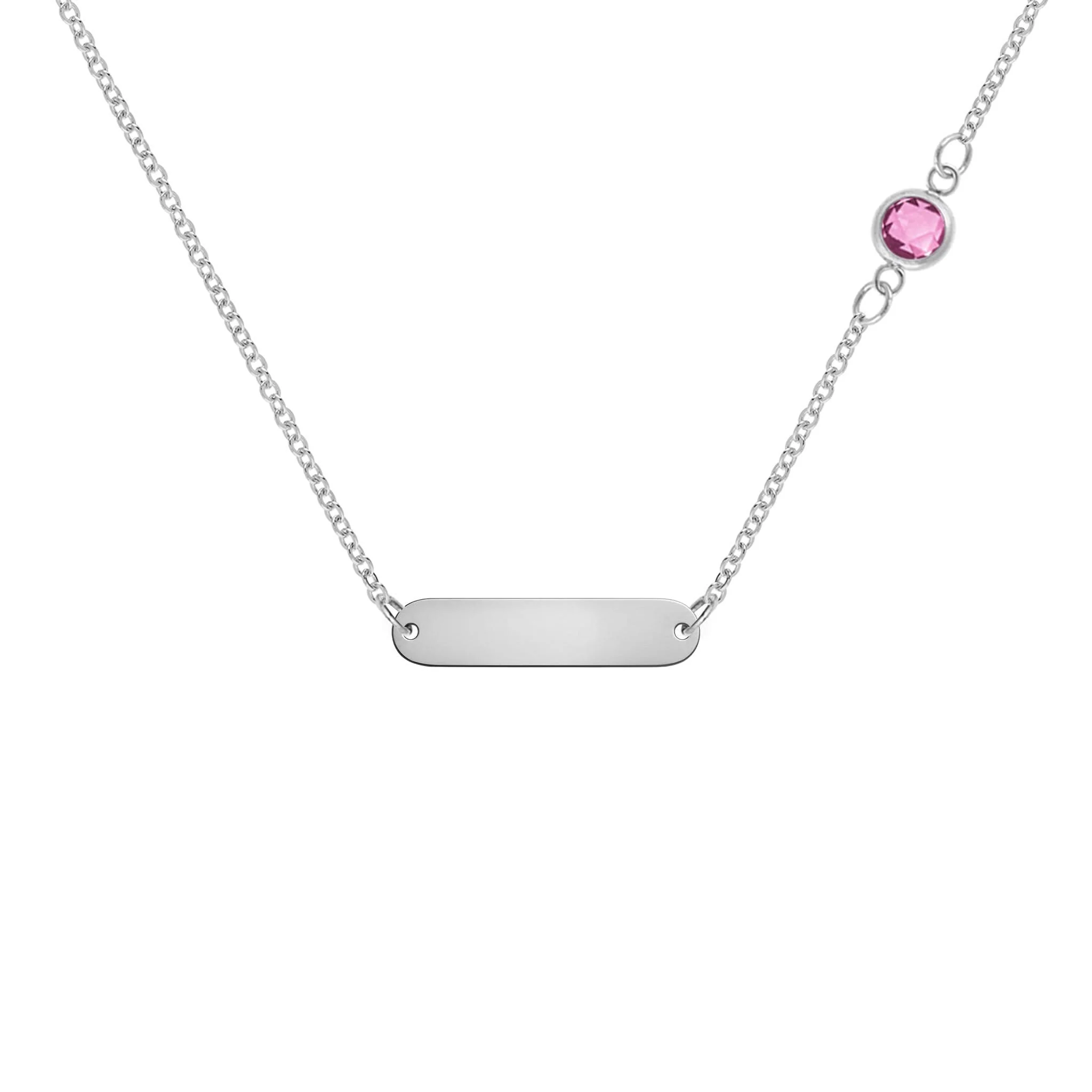 1 Nameplate & 1 Petite Pink Sapphire Necklace in 14k Gold (October) - Image 7