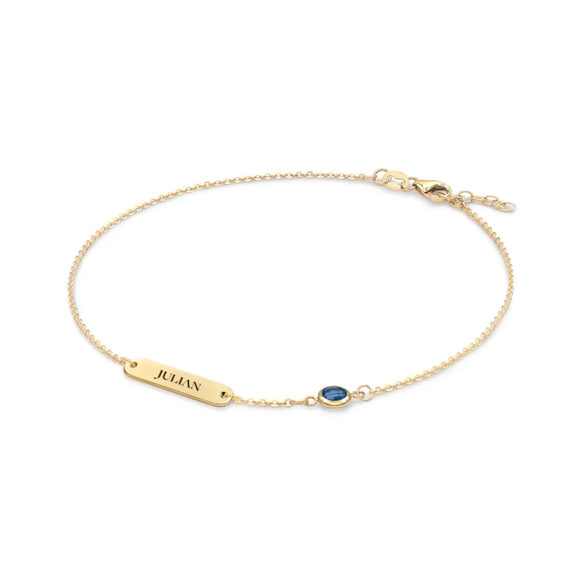 1 Nameplate & 1 Petite Sapphire Bracelet in 14k Gold (September) - Image 4