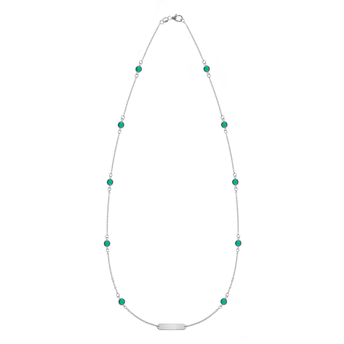 1 Nameplate & 10 Petite Emerald Necklace in 14k Gold (May) - Image 4