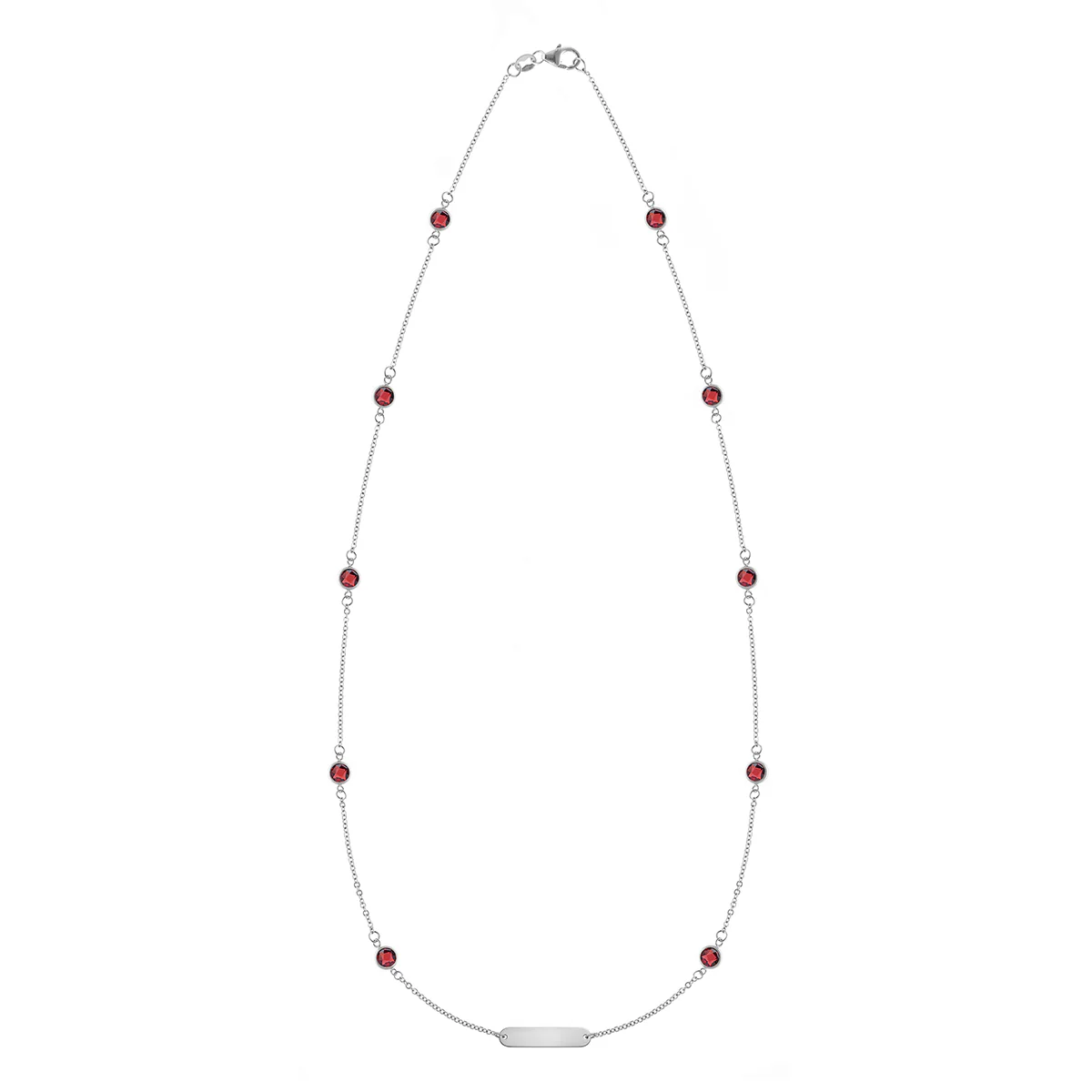1 Nameplate & 10 Petite Garnet Necklace in 14k Gold (January) - Image 4