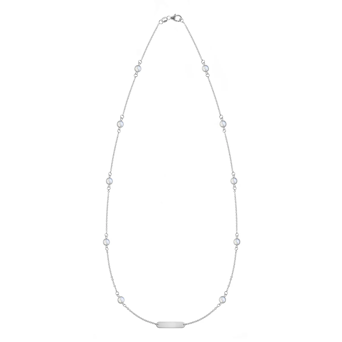 1 Nameplate & 10 Petite Moonstone Necklace in 14k Gold (June) - Image 4