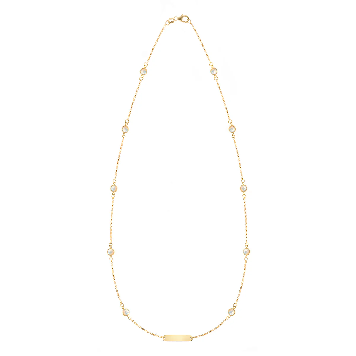 1 Nameplate & 10 Petite Opal Necklace in 14k Gold (October)