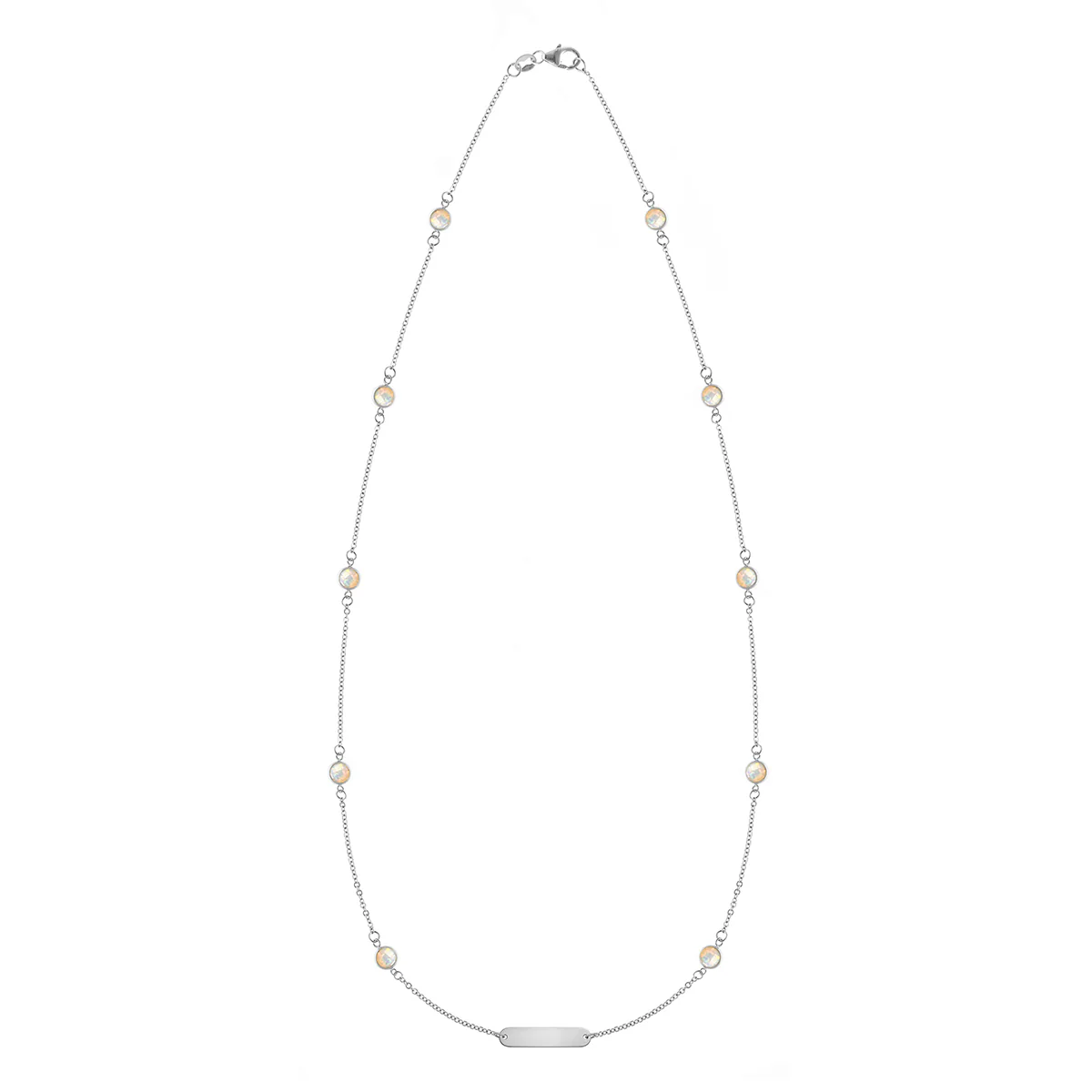 1 Nameplate & 10 Petite Opal Necklace in 14k Gold (October) - Image 4