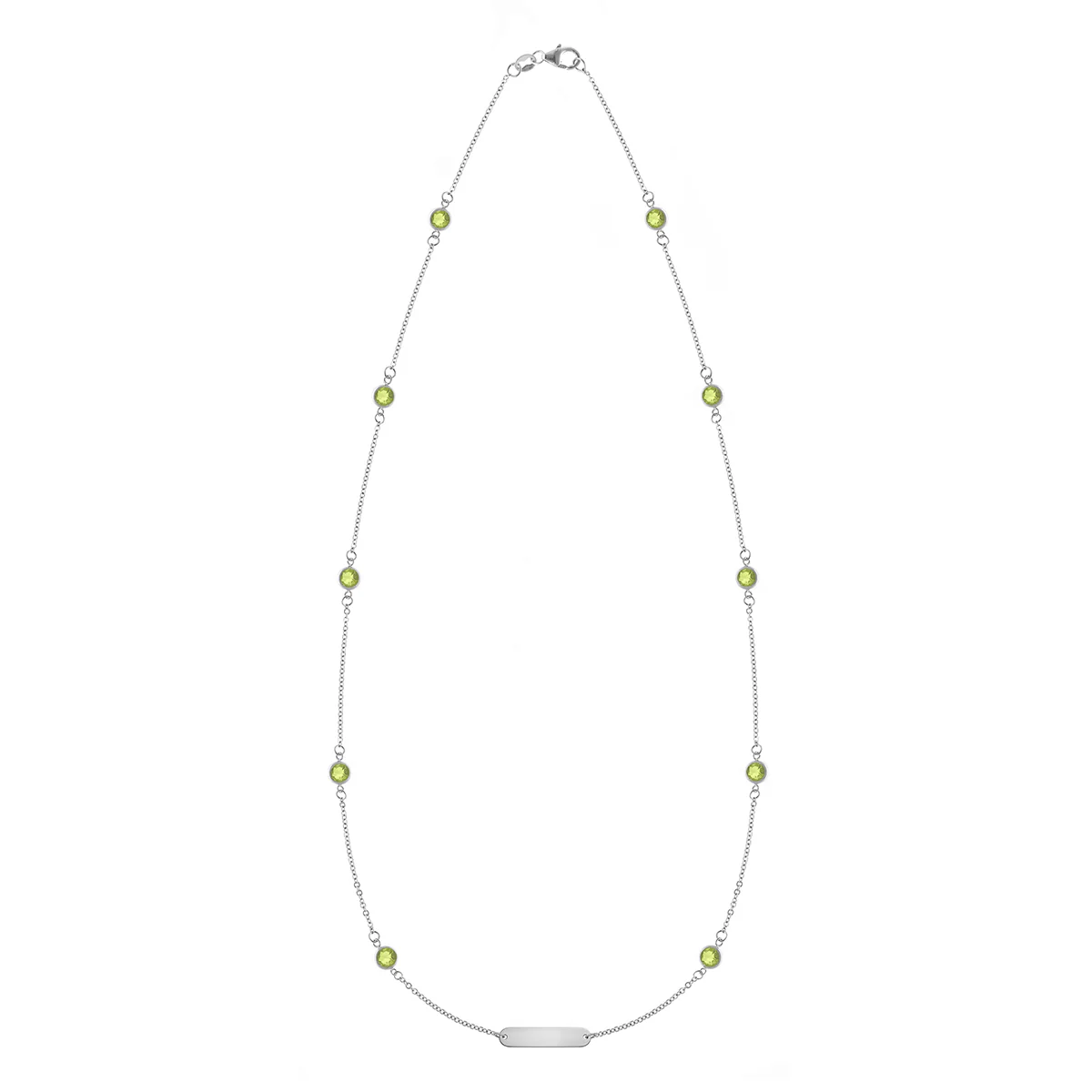 1 Nameplate & 10 Petite Peridot Necklace in 14k Gold (August) - Image 4