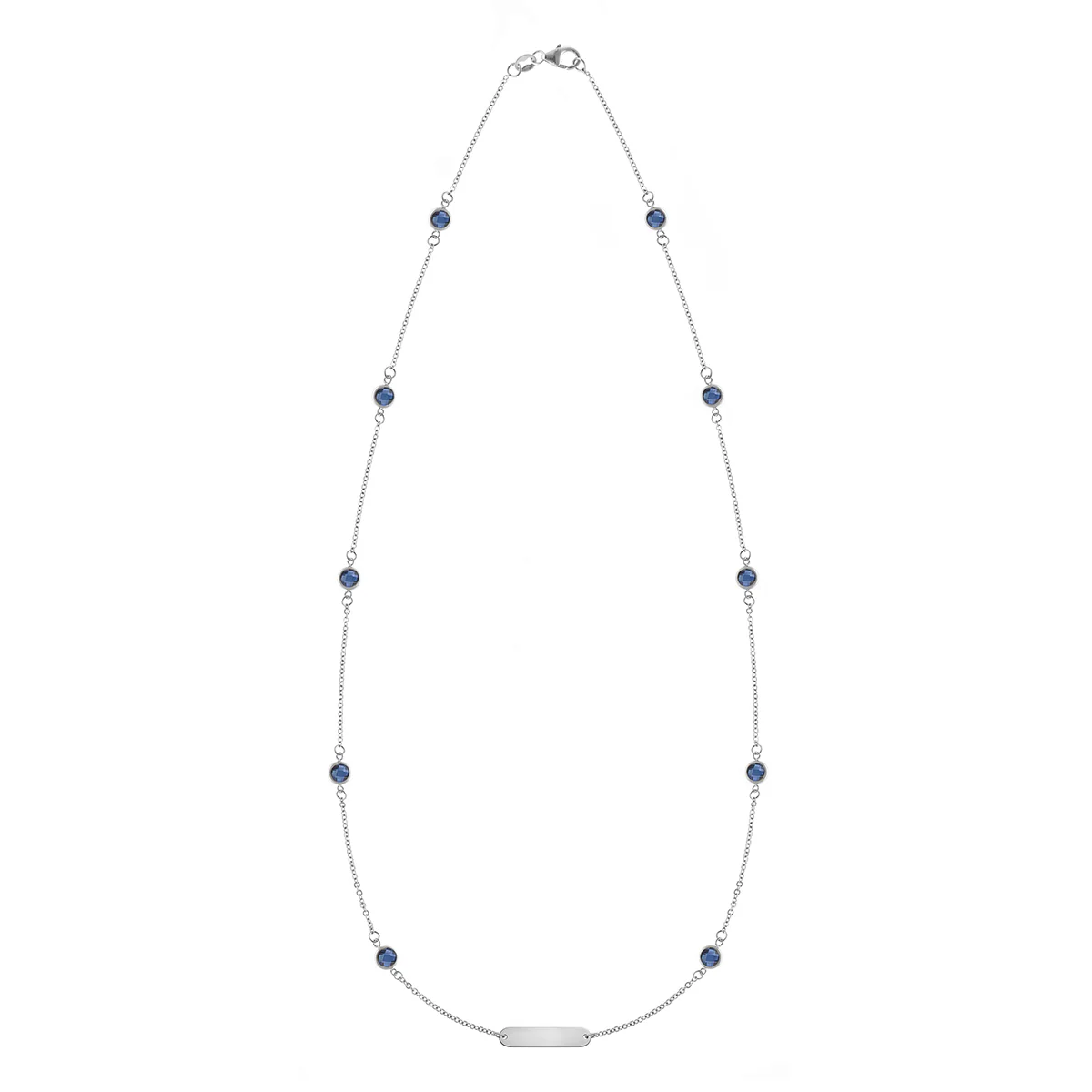 1 Nameplate & 10 Petite Sapphire Necklace in 14k Gold (September) - Image 4