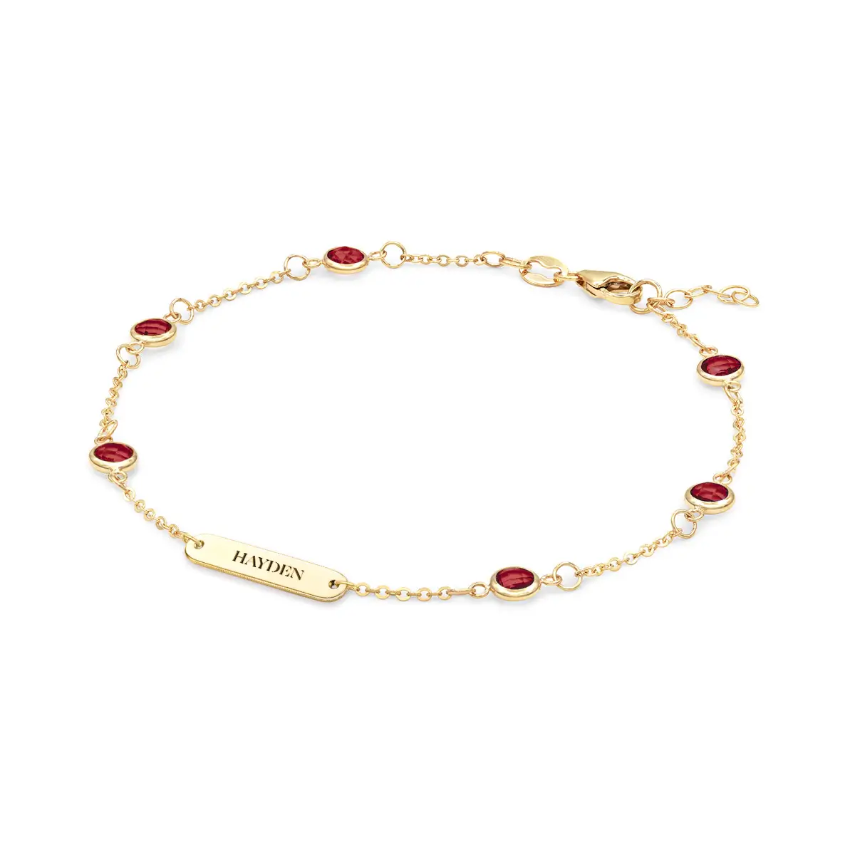 1 Nameplate & 6 Petite Garnet Bracelet in 14k Gold (January) - Image 4