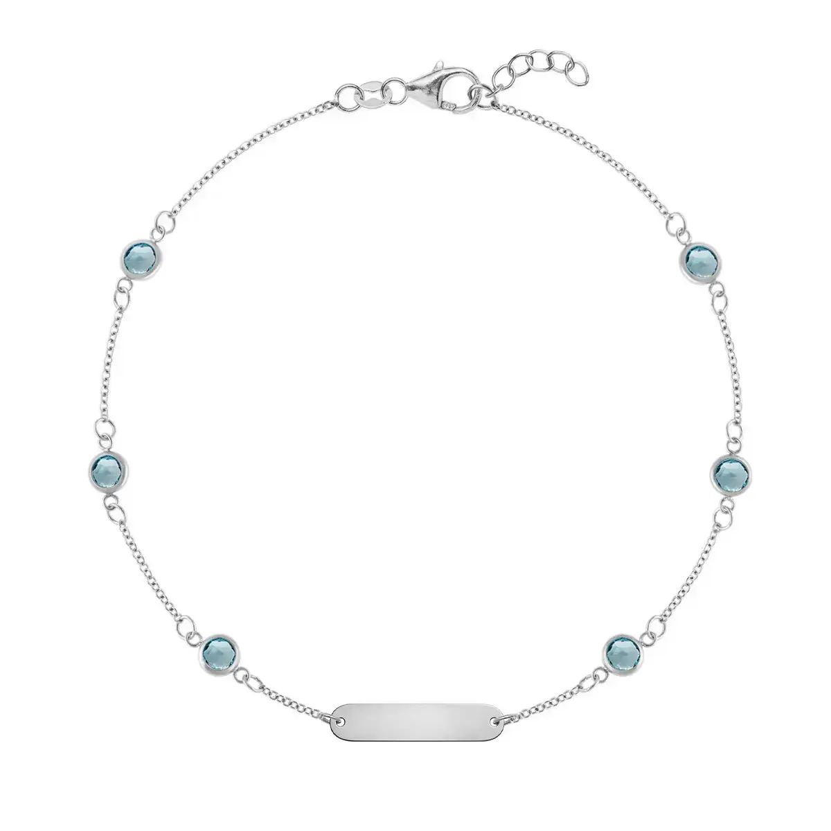 1 Nameplate & 6 Petite Nantucket Blue Topaz Bracelet in 14k Gold (December) - Image 7