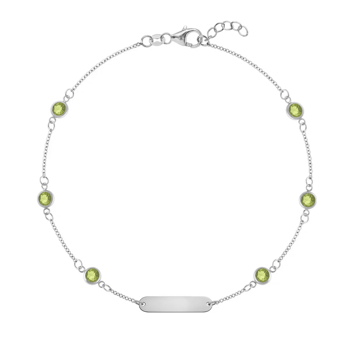 1 Nameplate & 6 Petite Peridot Bracelet in 14k Gold (August) - Image 7