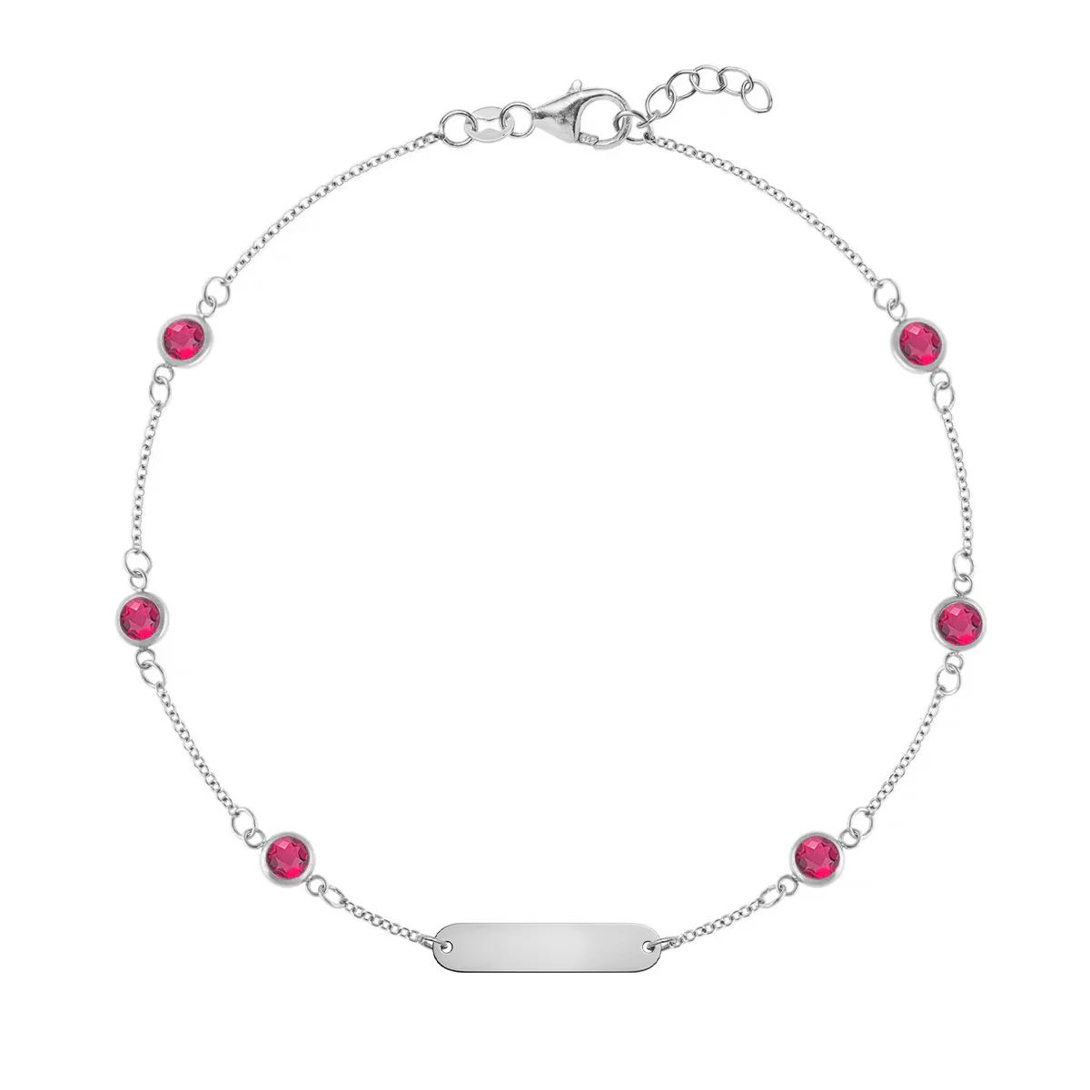 1 Nameplate & 6 Petite Ruby Bracelet in 14k Gold (July) - Image 7