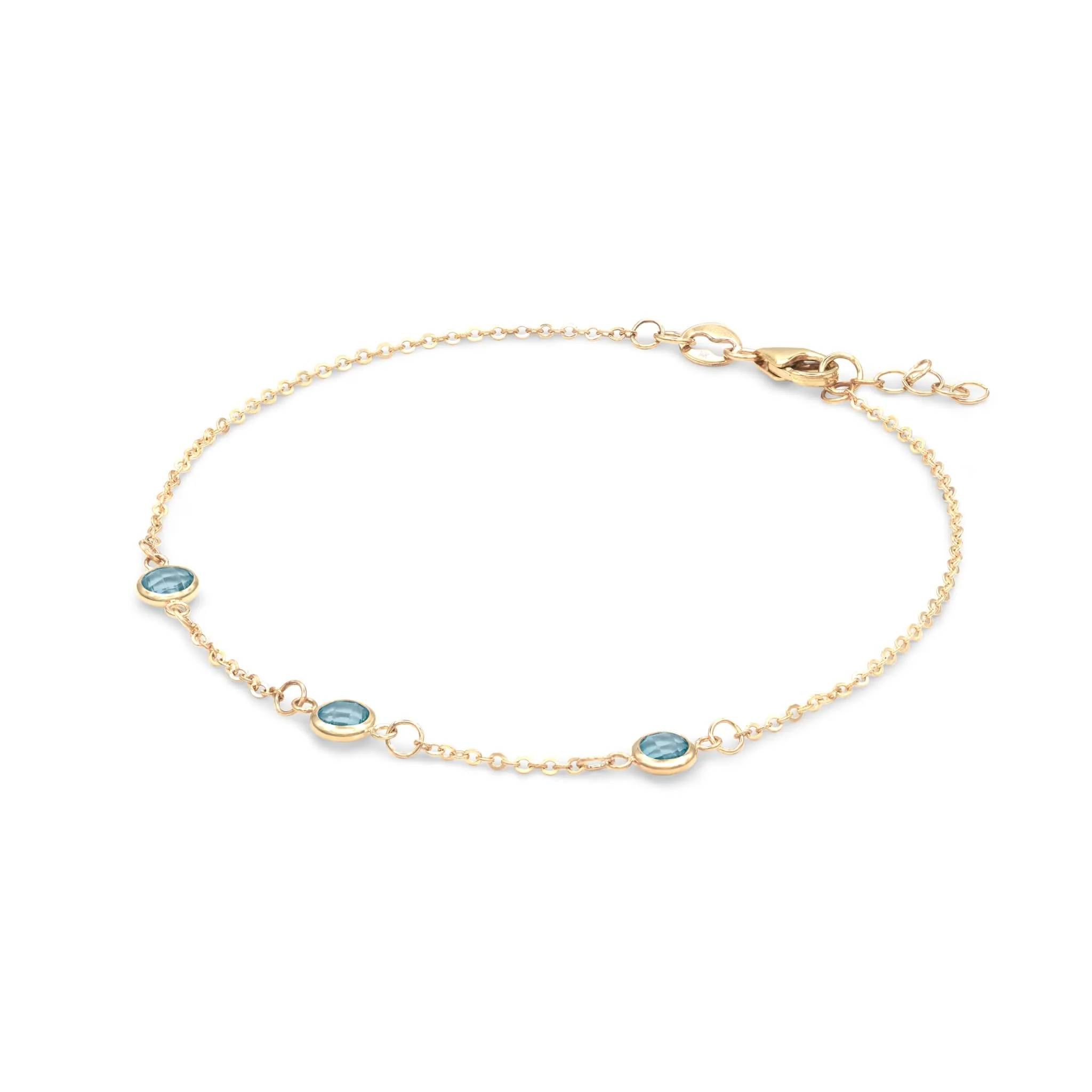 Bayberry 3 Nantucket Blue Topaz Bracelet in 14k Gold (December) - Image 4