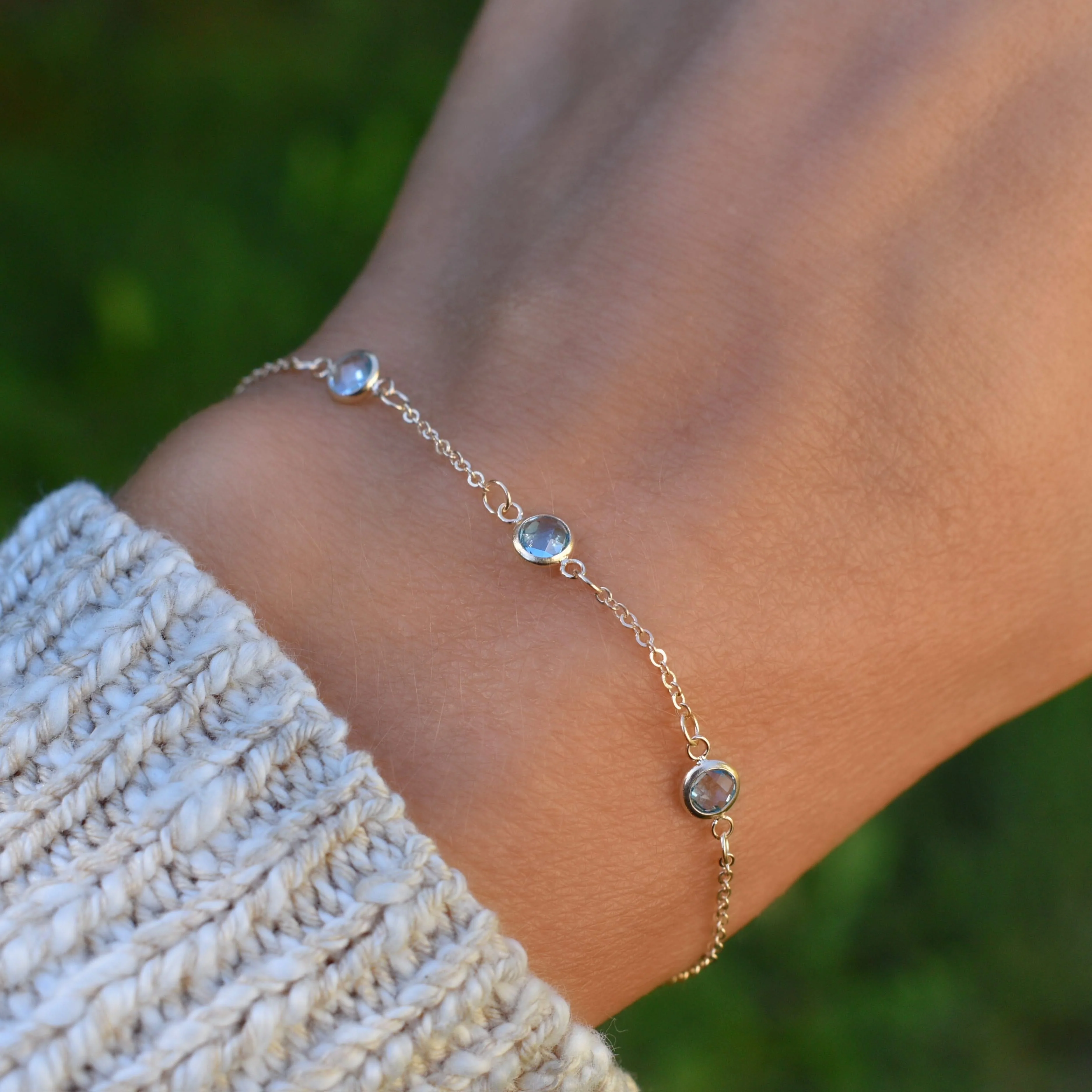 Bayberry 3 Nantucket Blue Topaz Bracelet in 14k Gold (December) - Image 9