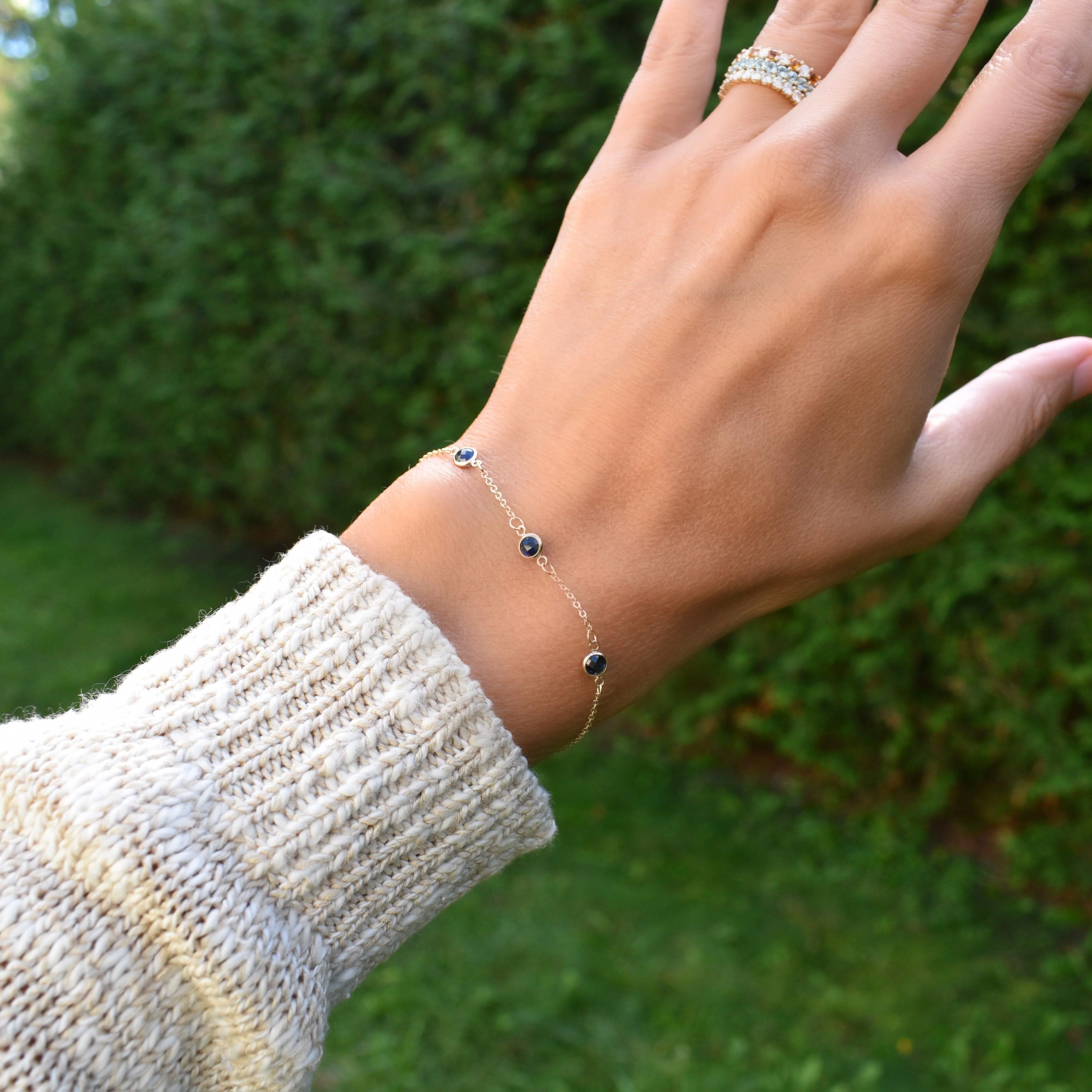 Bayberry 3 Sapphire Bracelet in 14k Gold (September) - Image 10