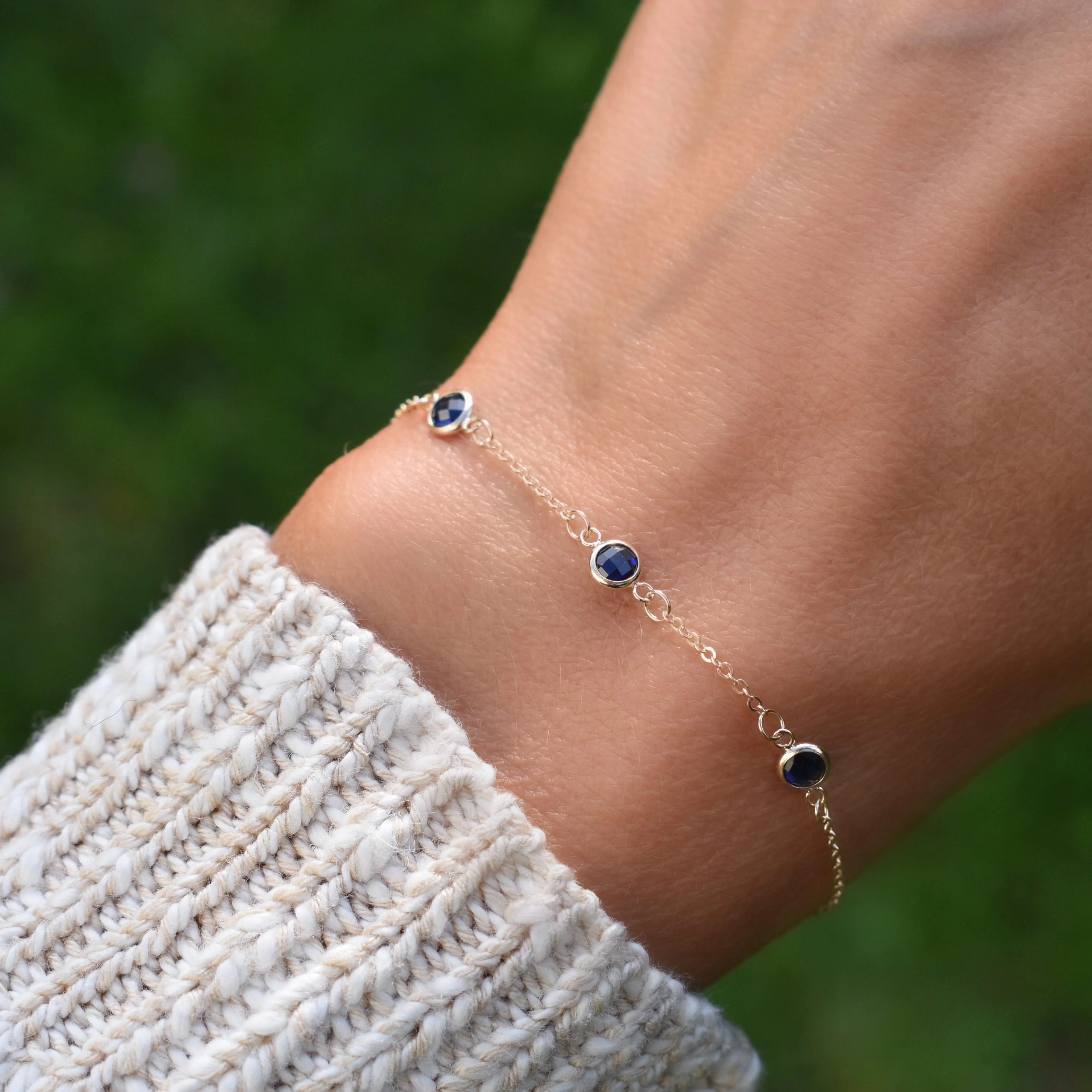 Bayberry 3 Sapphire Bracelet in 14k Gold (September) - Image 8