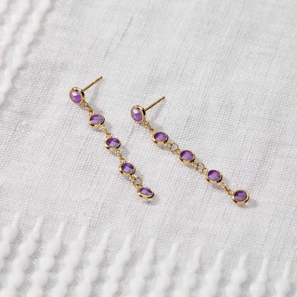 Newport Amethyst Earrings in 14k Gold (February) - Image 3