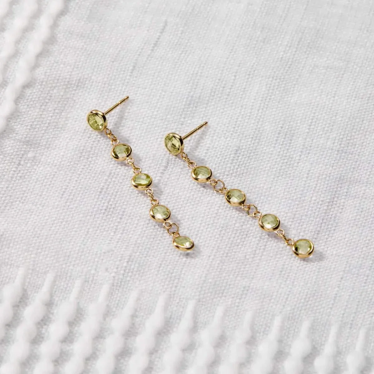 Newport Peridot Earrings in 14k Gold (August) - Image 3