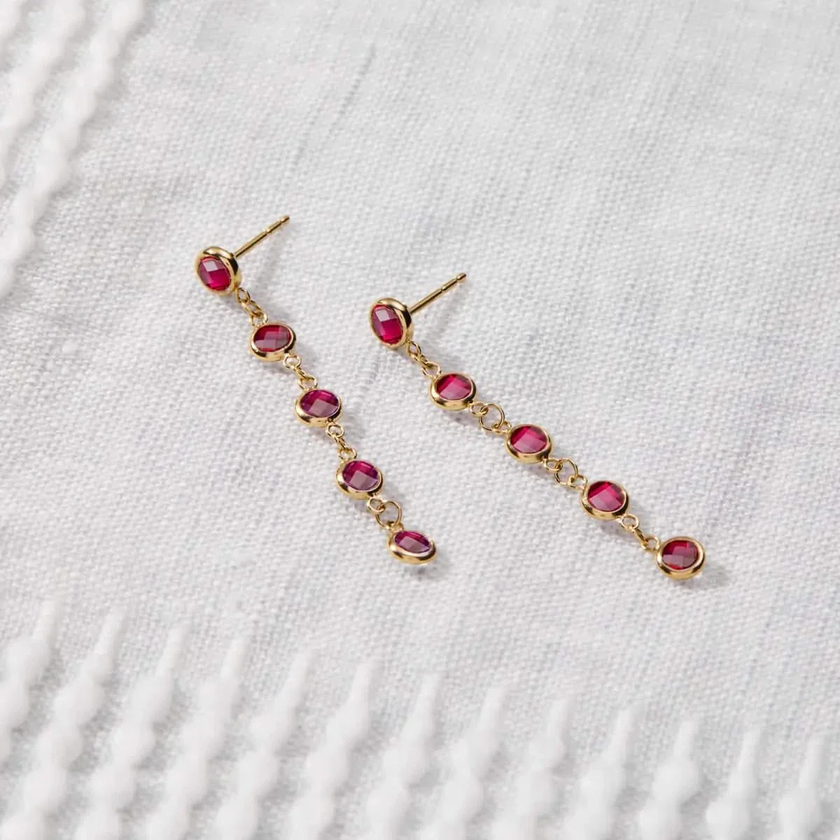 Newport Ruby Earrings in 14k Gold (July) - Image 3