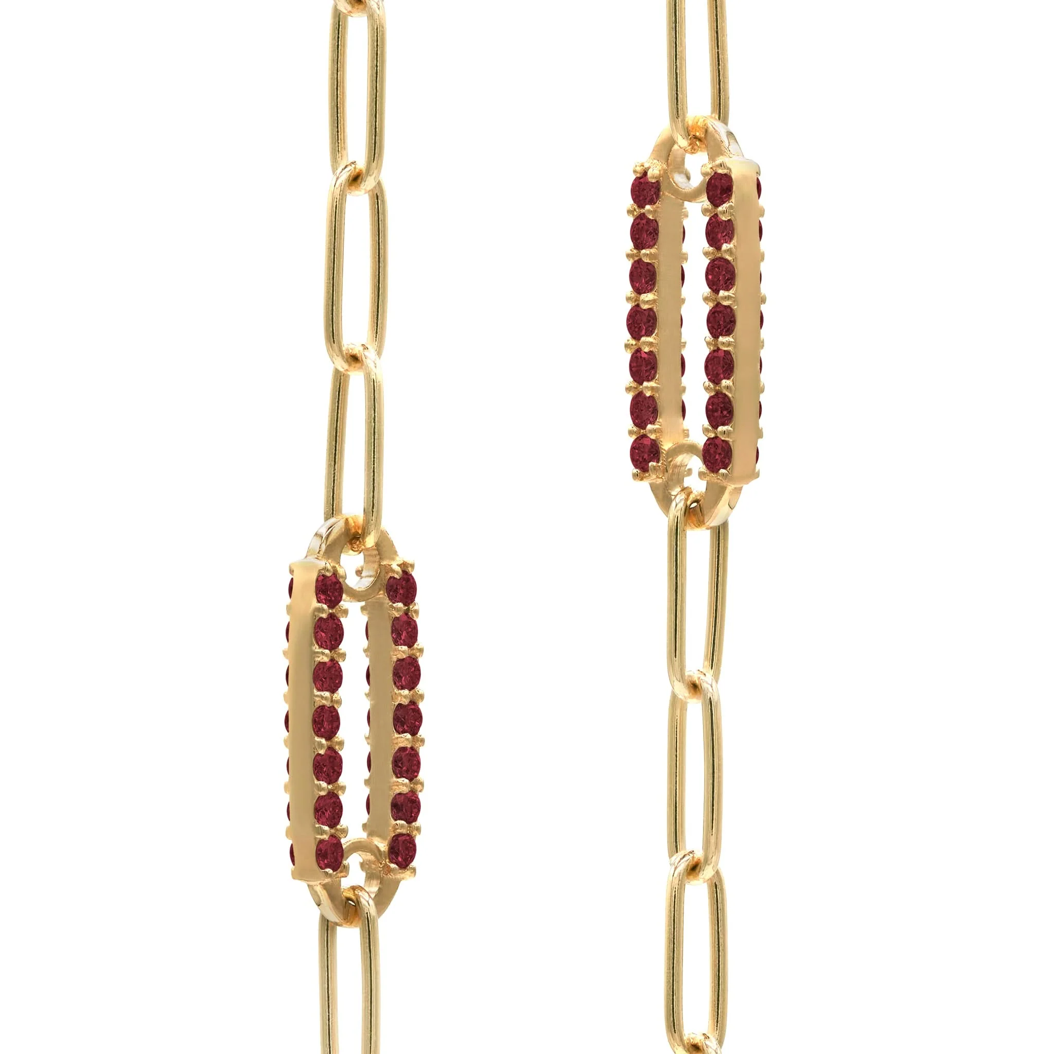 Adelaide 1 Pavé Garnet Link Necklace in 14k Gold (January) - Image 4