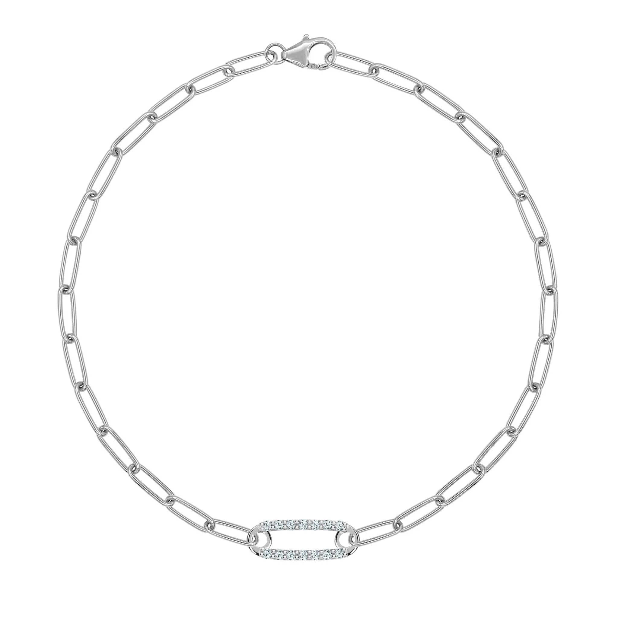 Adelaide 1 Pavé Aquamarine Link Bracelet in 14k Gold (March) - Image 8