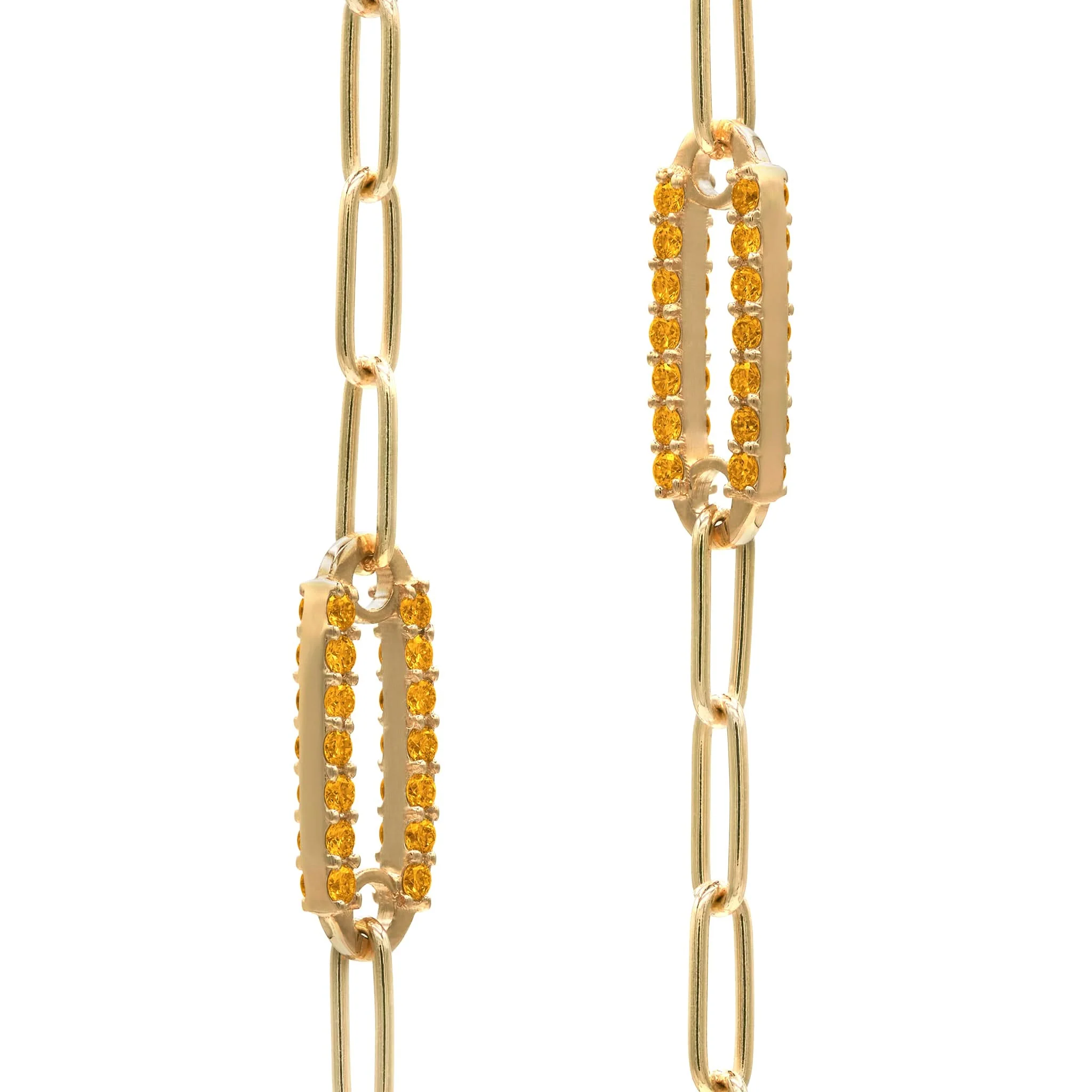 Adelaide 1 Pavé Citrine Link Necklace in 14k Gold (November) - Image 4