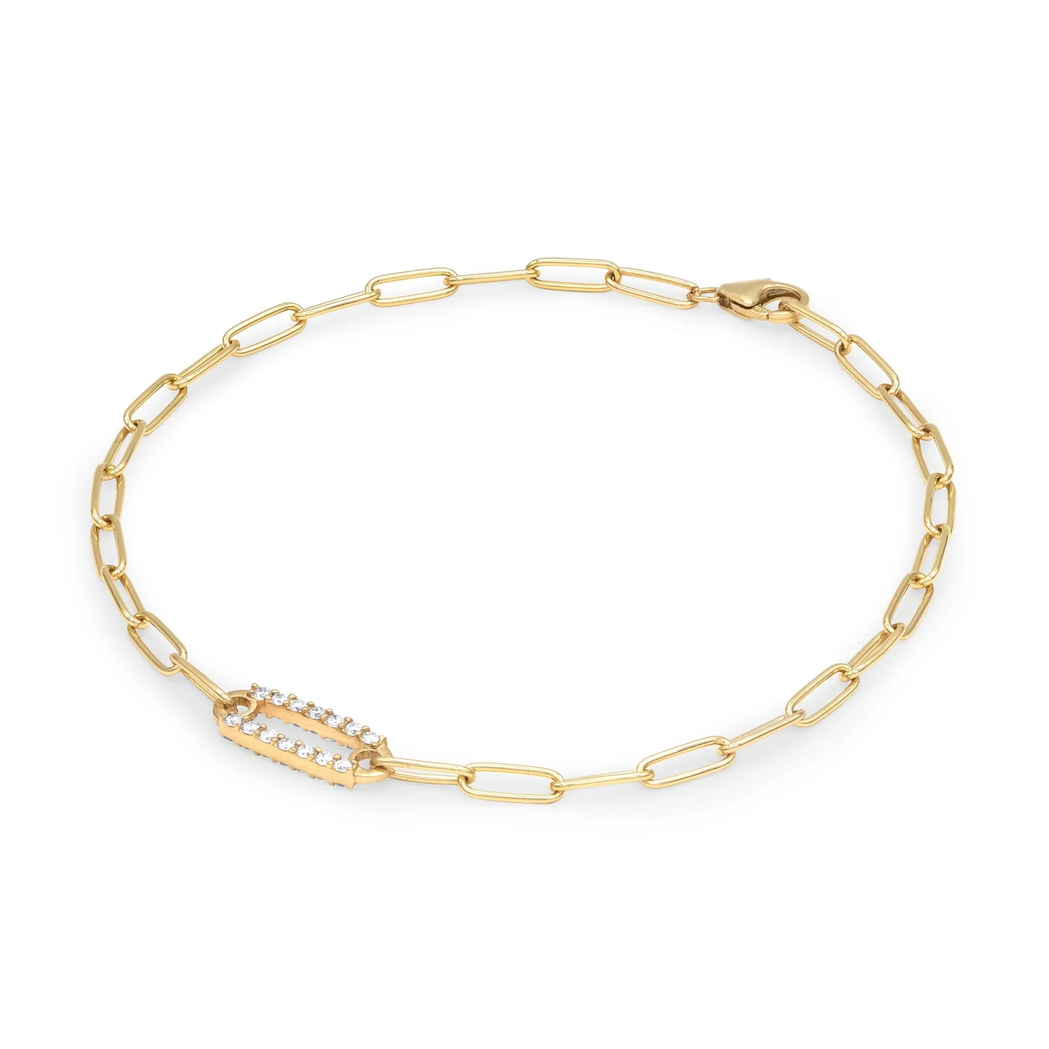 Adelaide 1 Pavé Diamond Link Bracelet in 14k Gold (April) - Image 5
