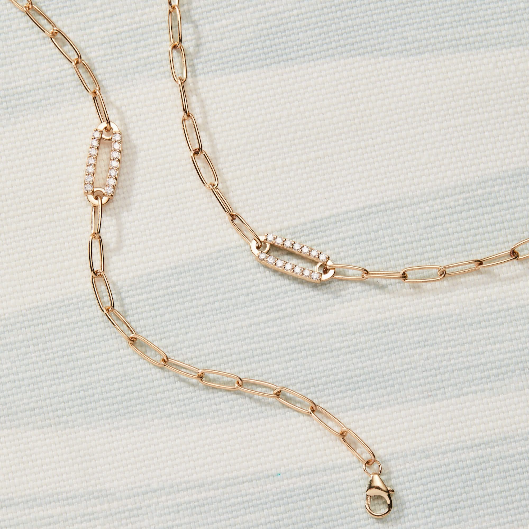 Adelaide 1 Pavé Diamond Link Necklace in 14k Gold (April) - Image 3