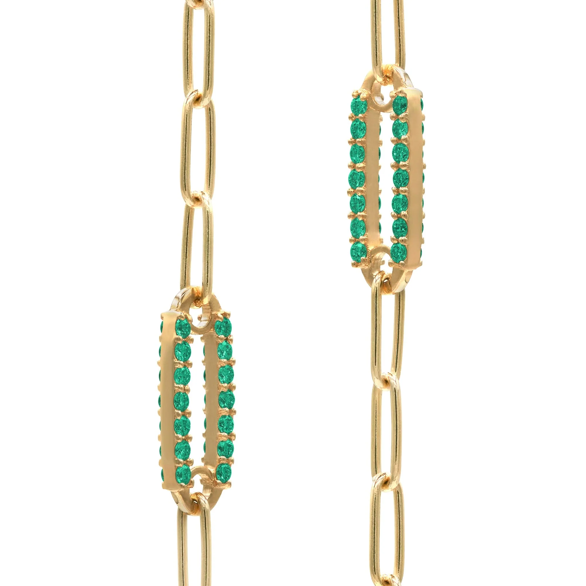 Adelaide 1 Pavé Emerald Link Bracelet in 14k Gold (May) - Image 5