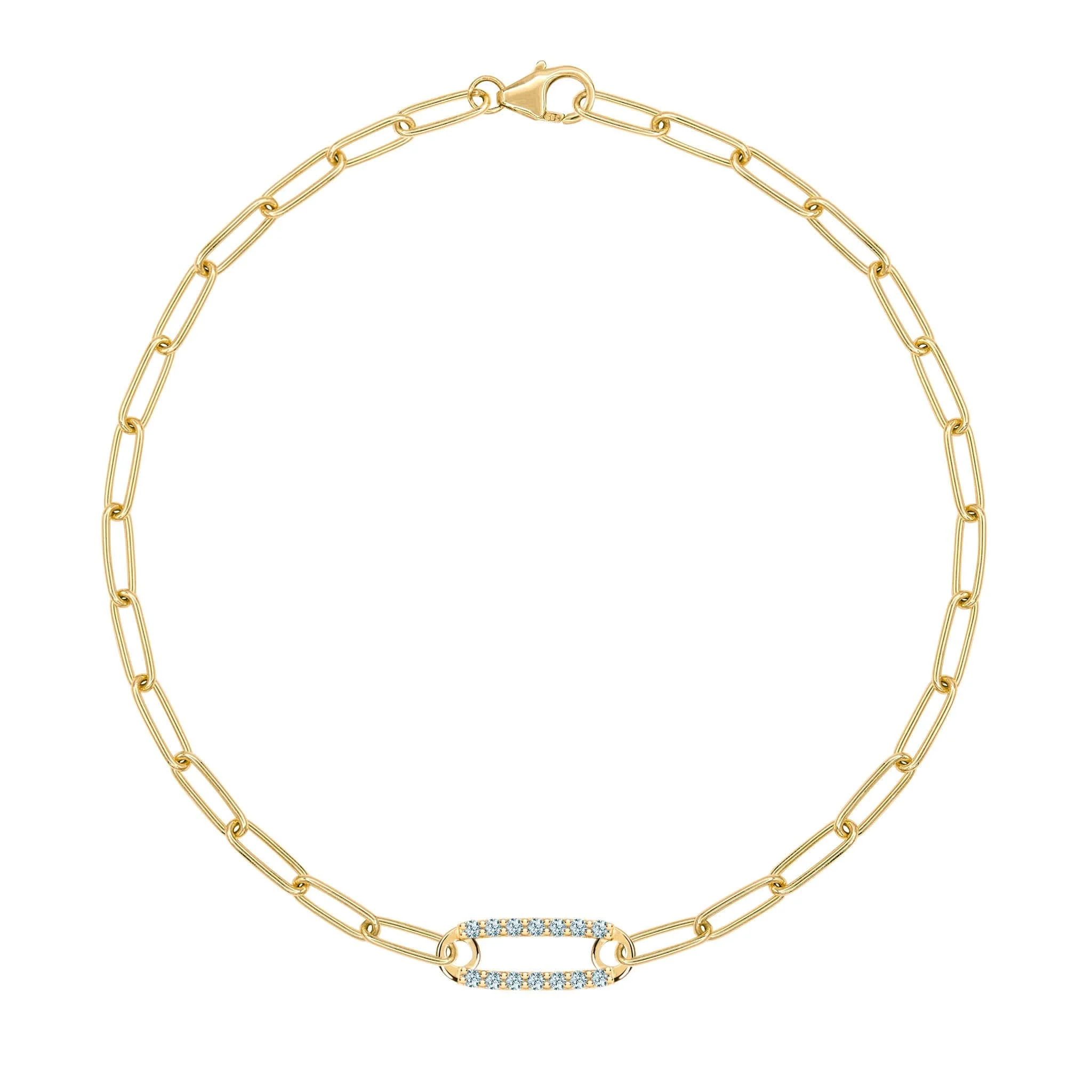 Adelaide 1 Pavé Nantucket Blue Topaz Link Bracelet in 14k Gold (December)