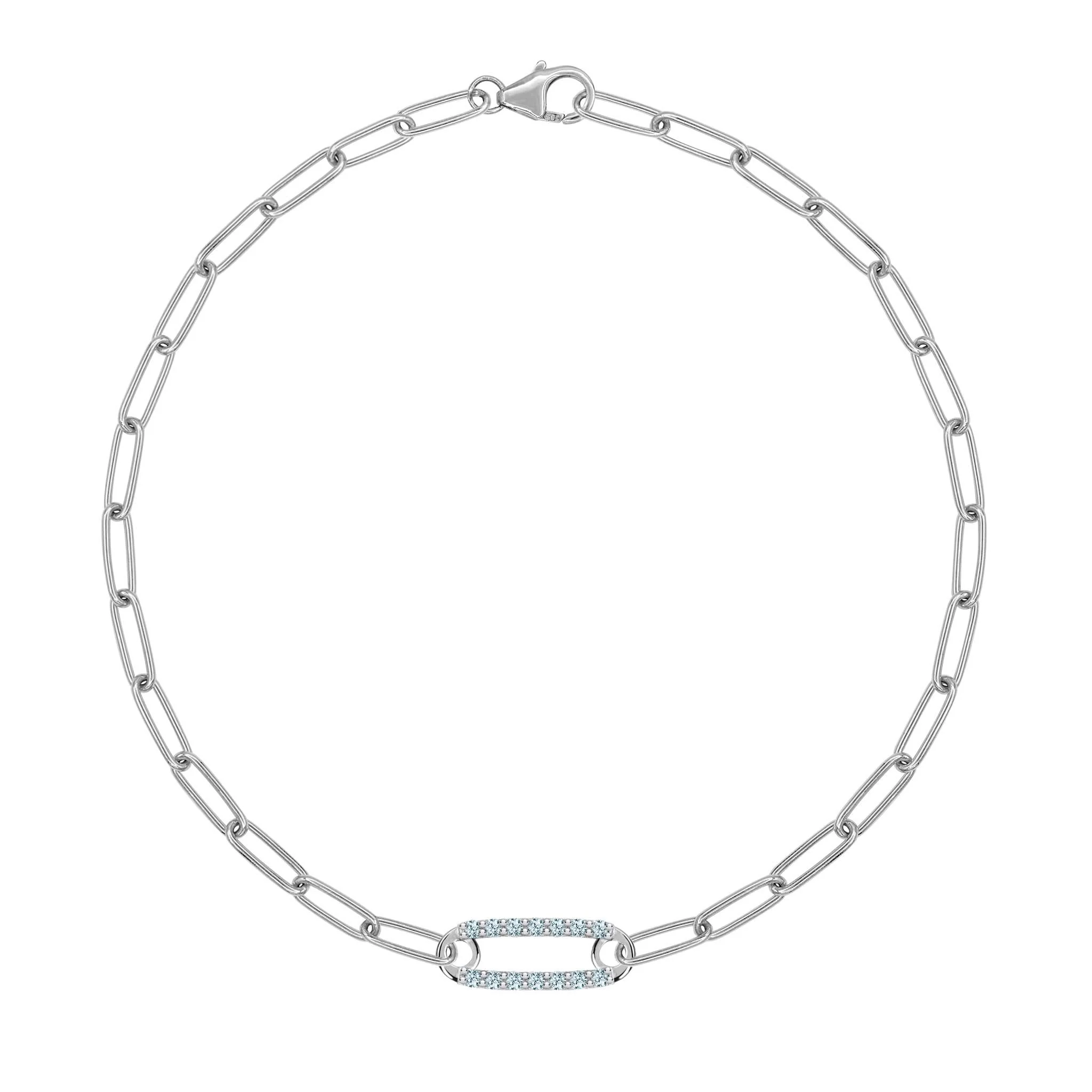Adelaide 1 Pavé Nantucket Blue Topaz Link Bracelet in 14k Gold (December) - Image 8