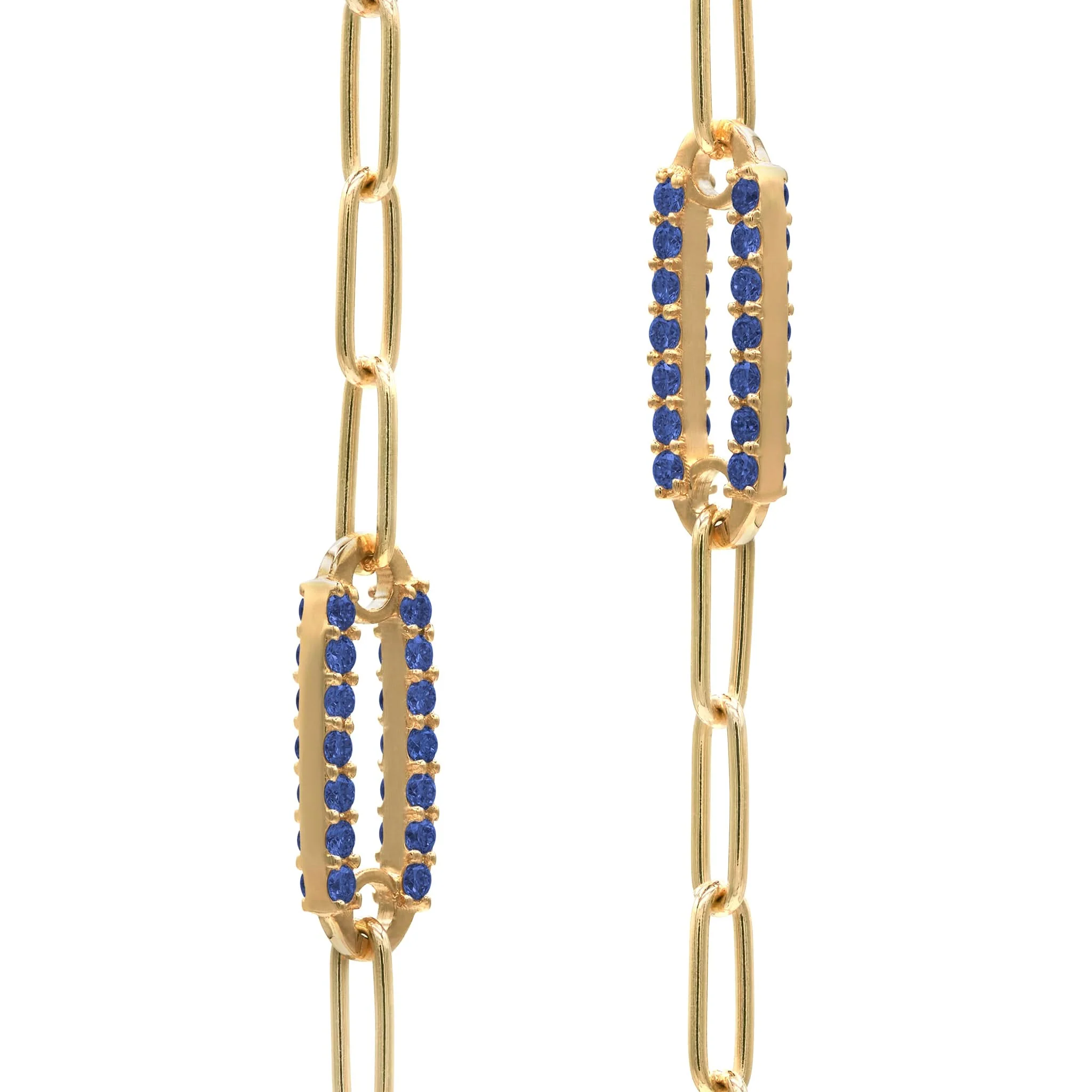 Adelaide 1 Pavé Sapphire Link Necklace in 14k Gold (September) - Image 4