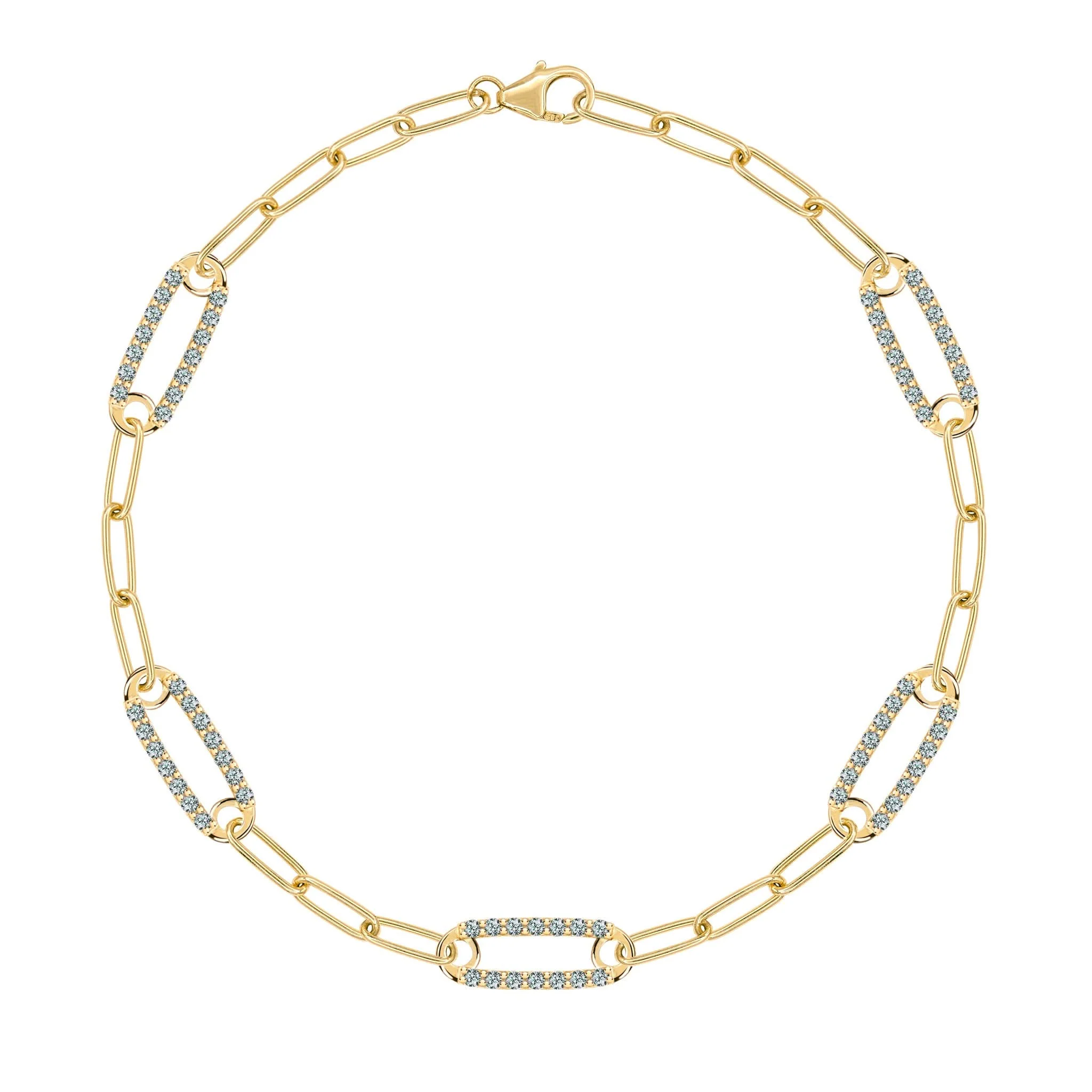 Adelaide 5 Pavé Alexandrite Link Bracelet in 14k Gold (June)