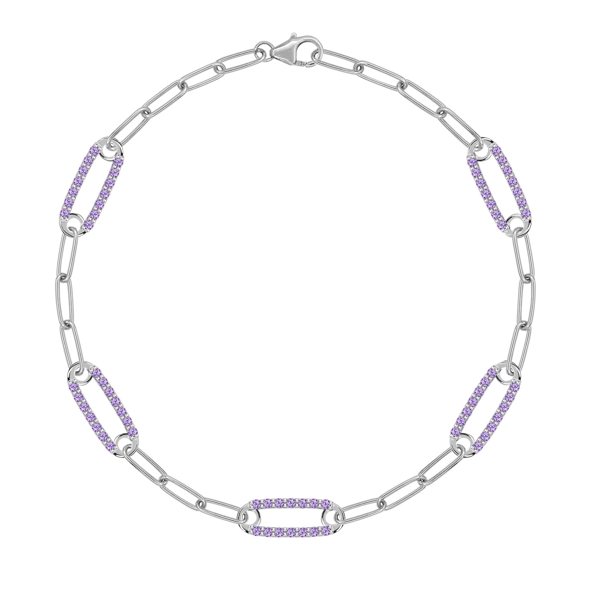 Adelaide 5 Pavé Amethyst Link Bracelet in 14k Gold (February) - Image 8