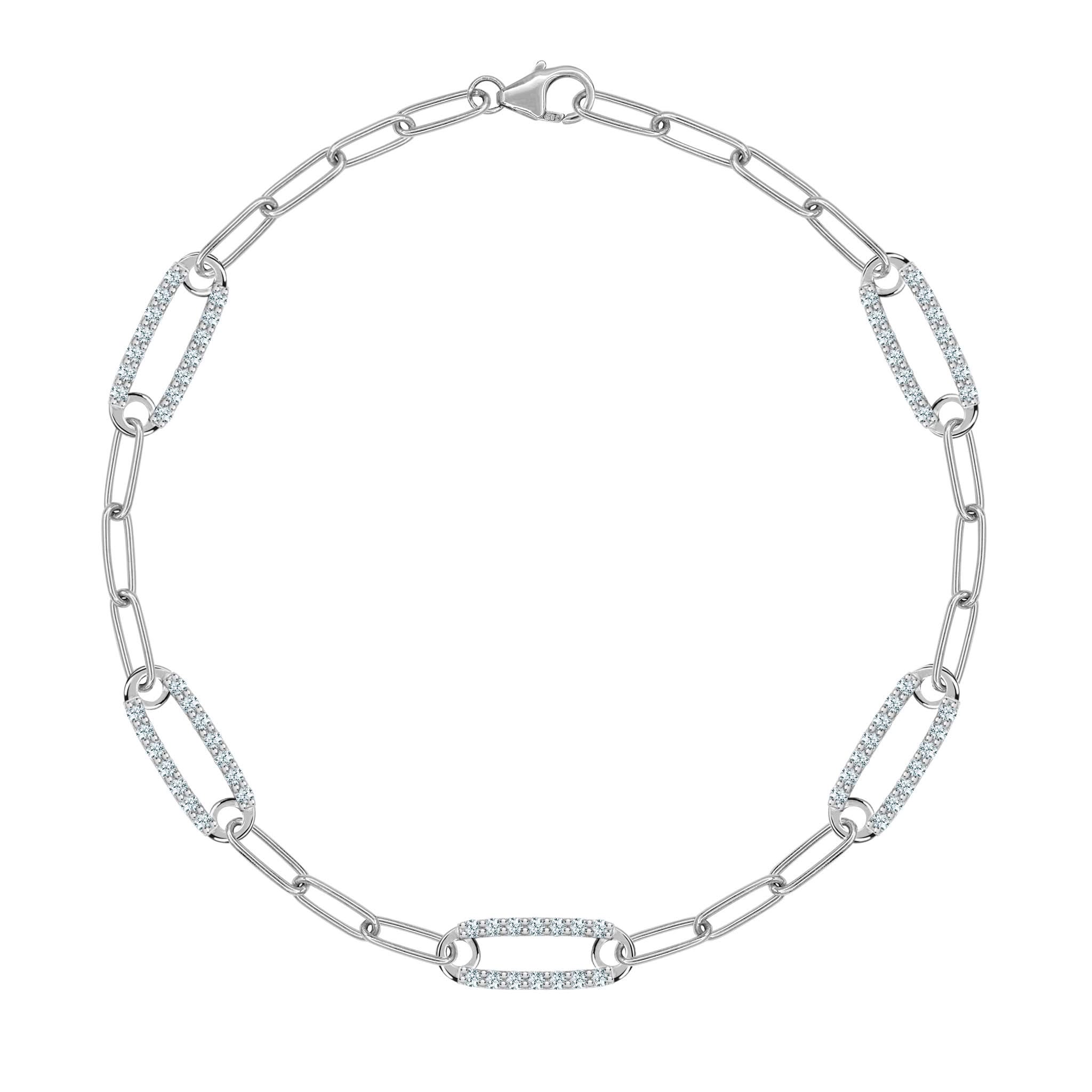 Adelaide 5 Pavé Aquamarine Link Bracelet in 14k Gold (March) - Image 8