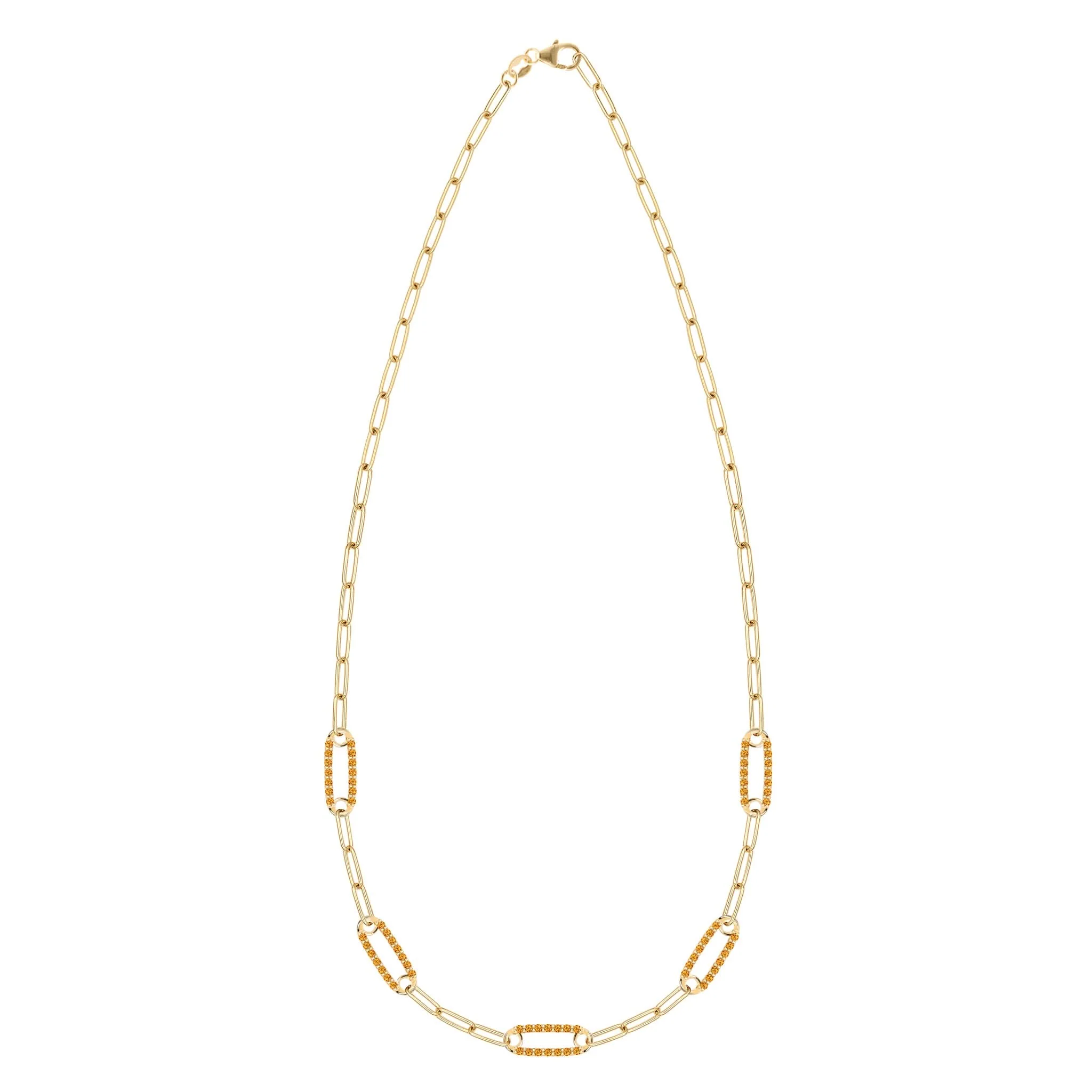 Adelaide 5 Pavé Citrine Link Necklace in 14k Gold (November) - Image 5