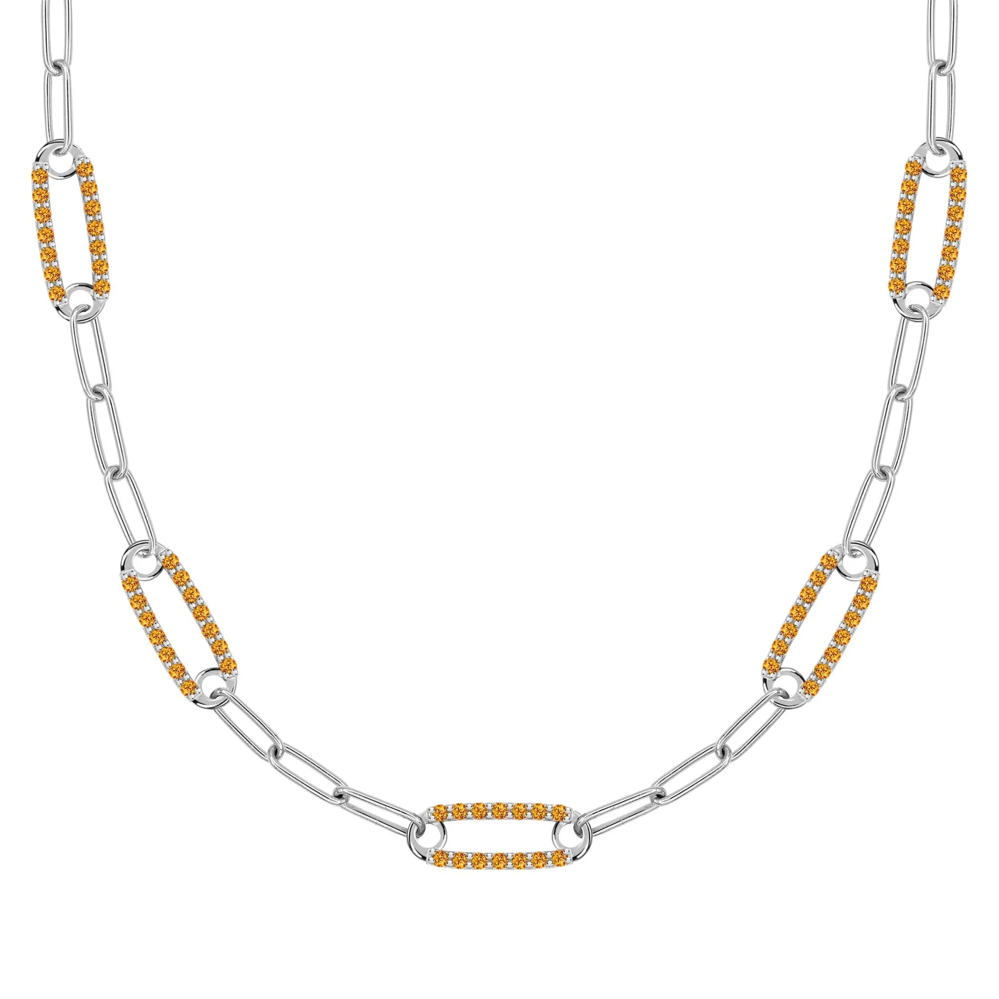 Adelaide 5 Pavé Citrine Link Necklace in 14k Gold (November) - Image 8