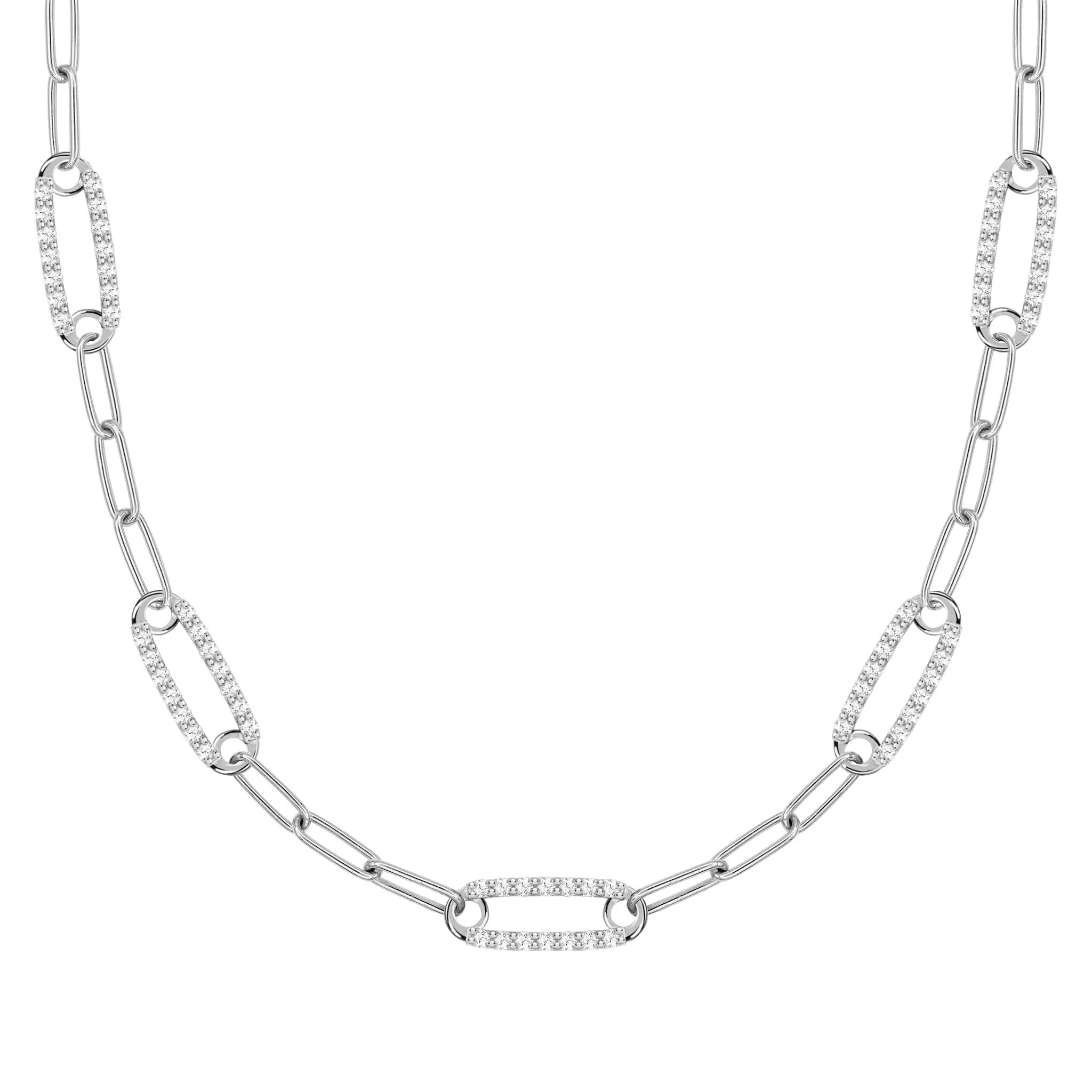 Adelaide 5 Pavé Diamond Link Necklace in 14k Gold (April) - Image 8