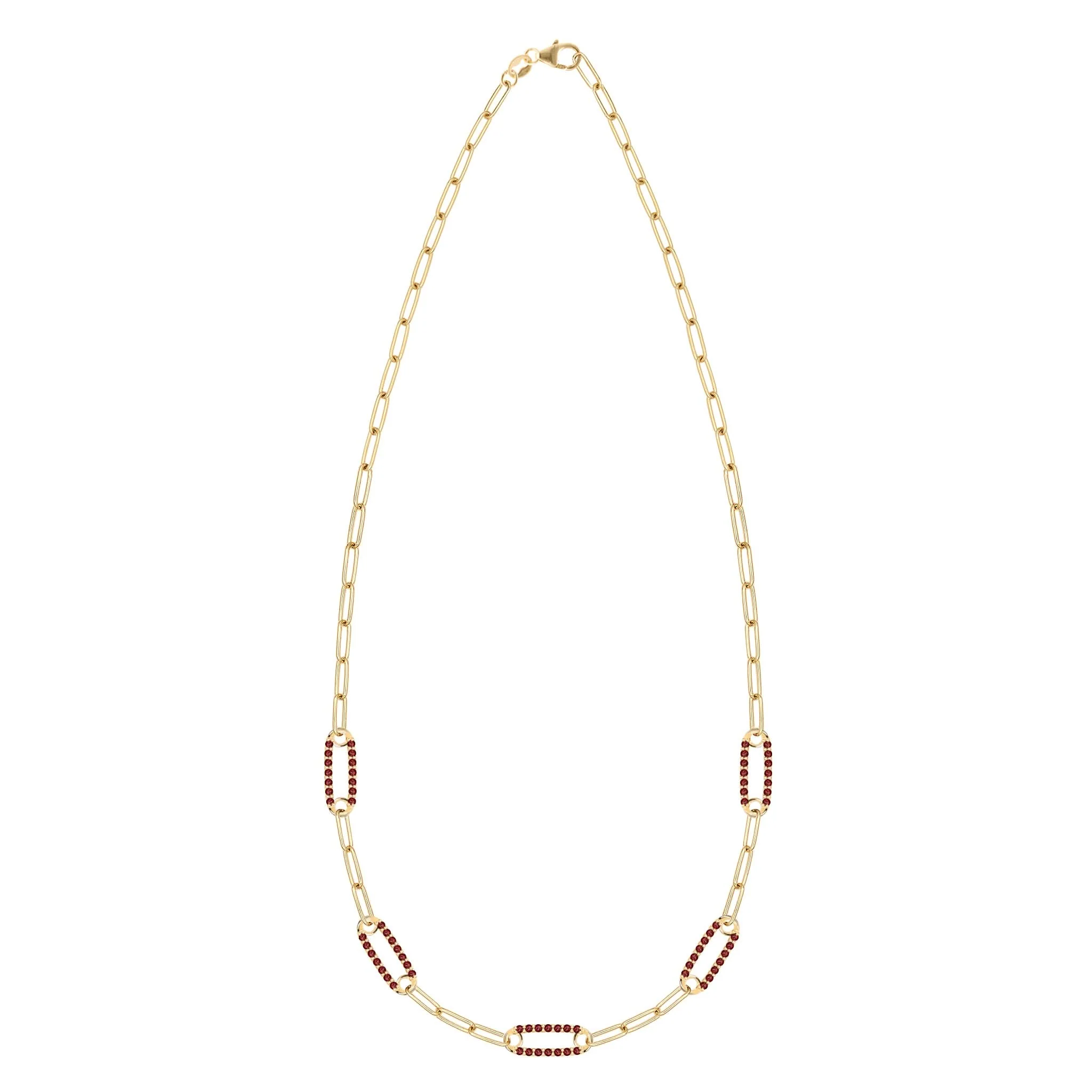Adelaide 5 Pavé Garnet Link Necklace in 14k Gold (January) - Image 5