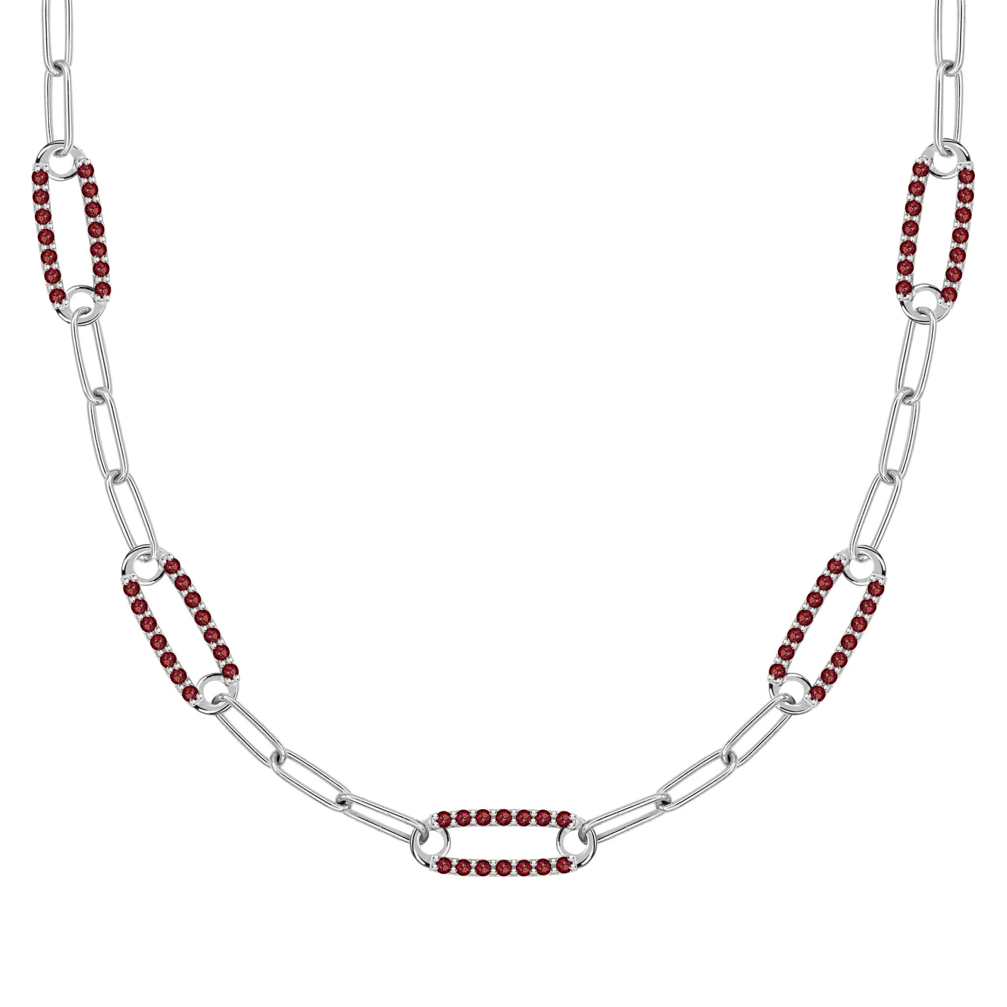 Adelaide 5 Pavé Garnet Link Necklace in 14k Gold (January) - Image 8