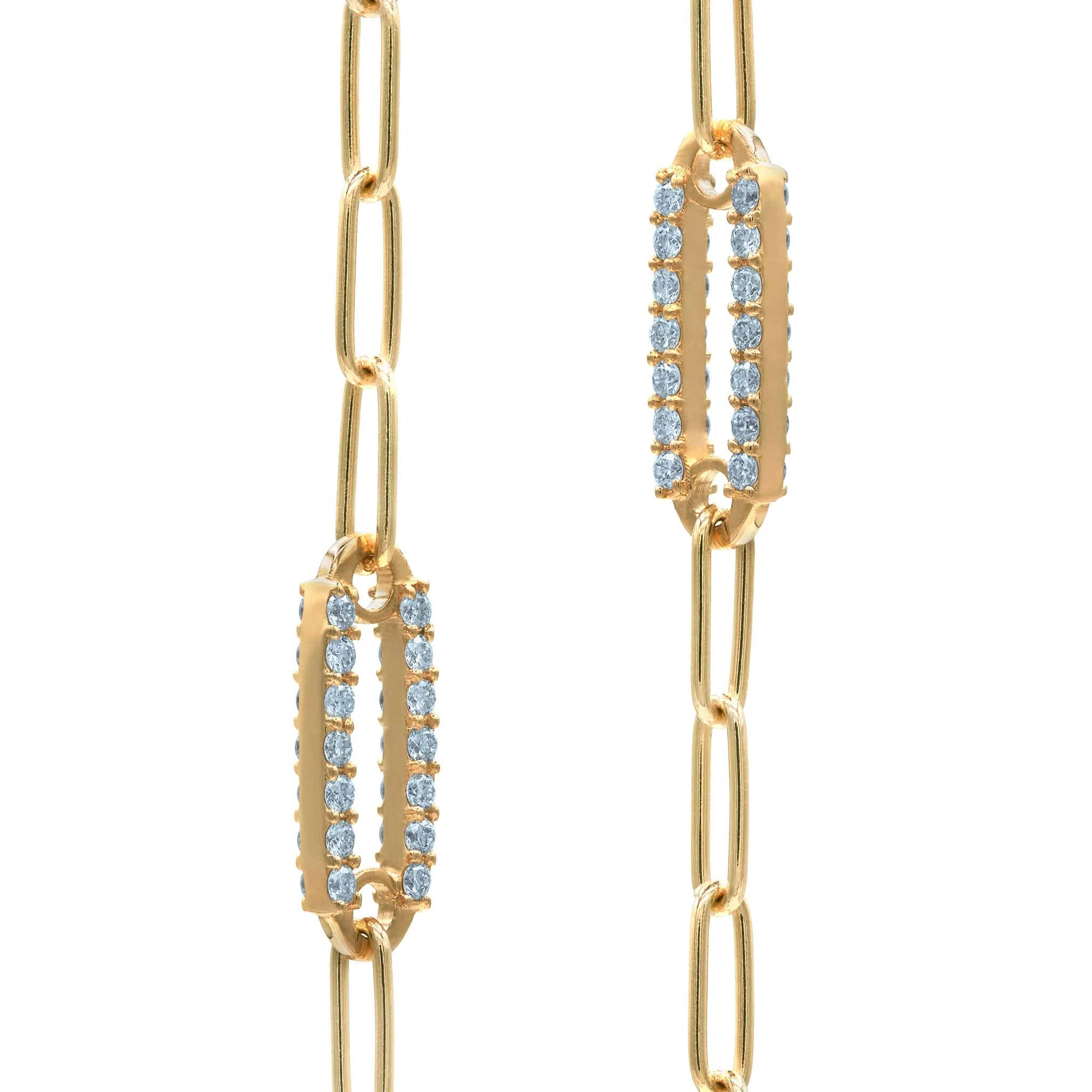 Adelaide 5 Pavé Nantucket Blue Topaz Link Necklace in 14k Gold (December) - Image 4