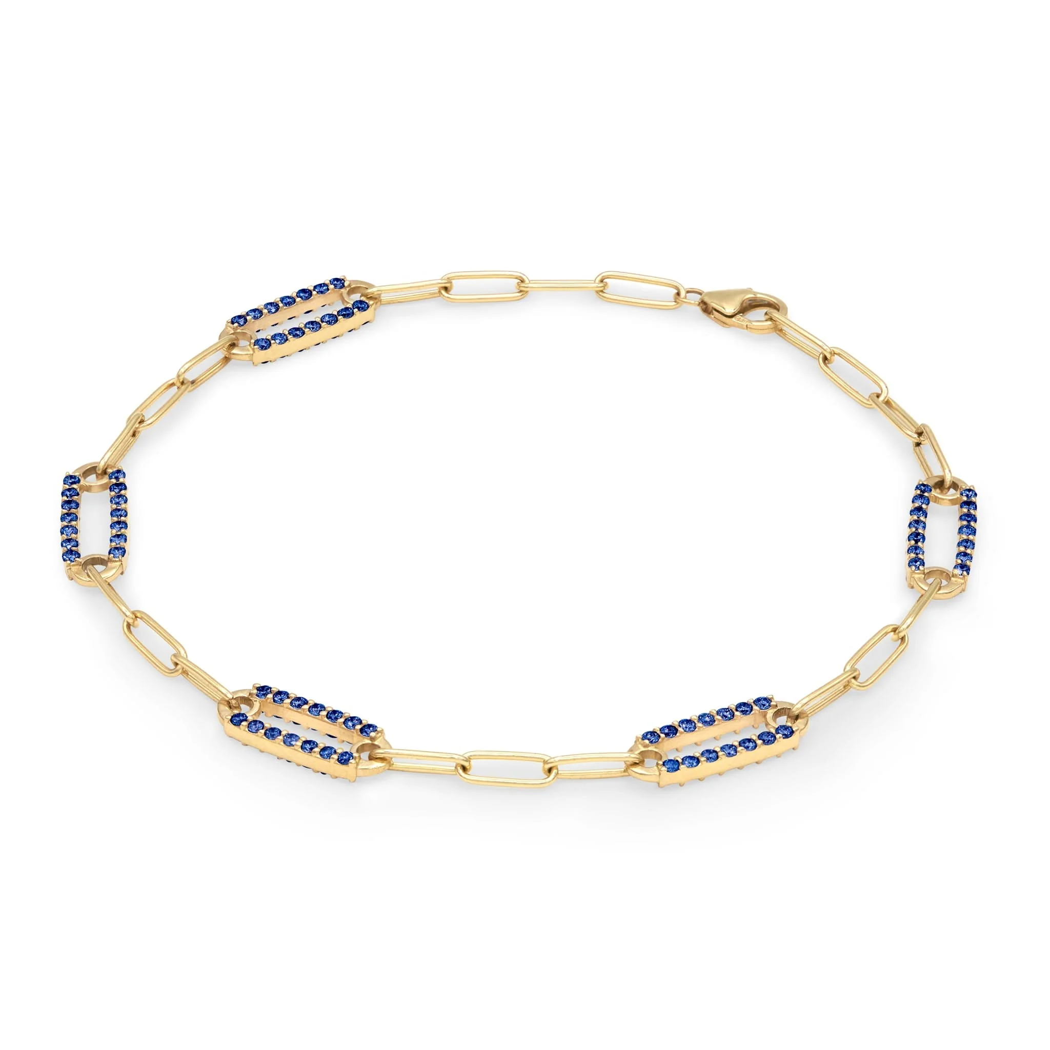 Adelaide 5 Pavé Sapphire Link Bracelet in 14k Gold (September) - Image 5