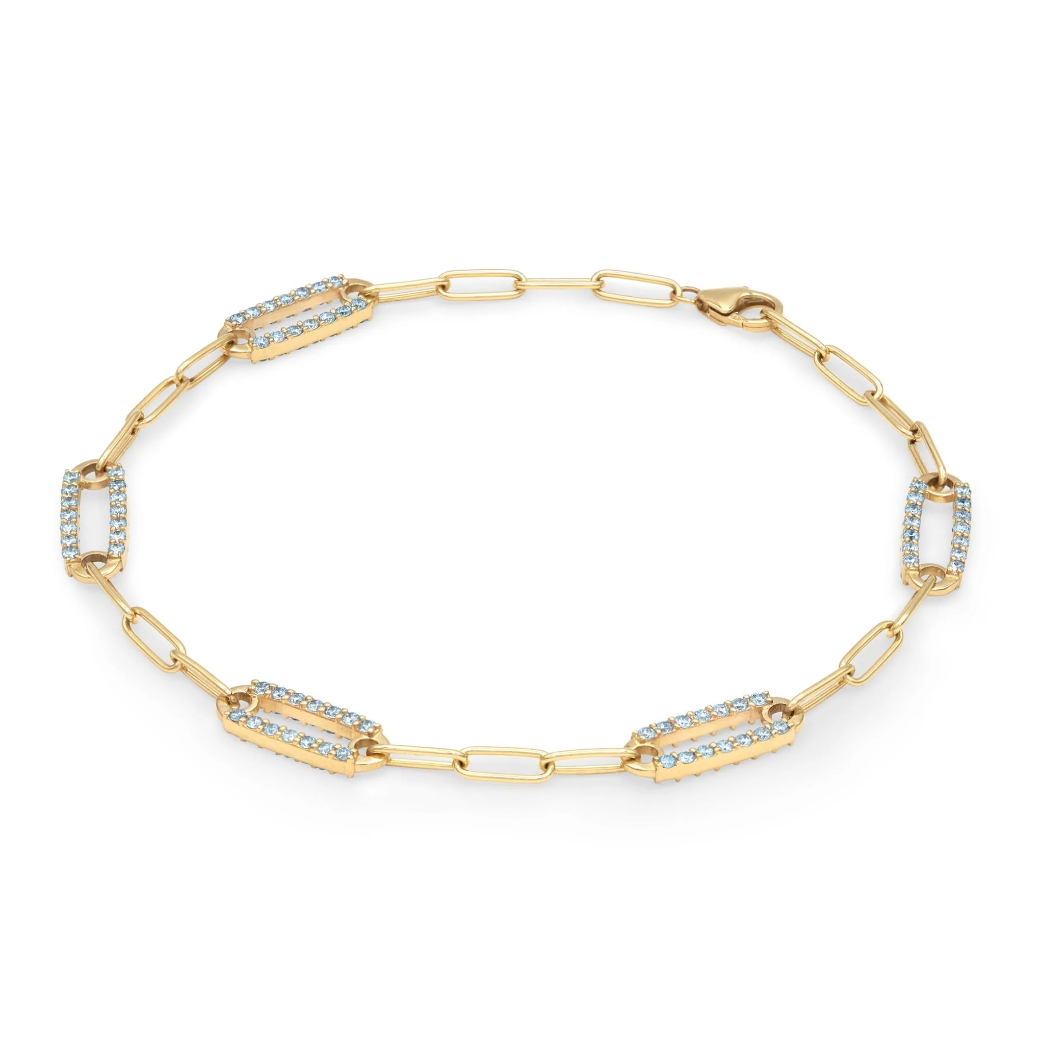 Adelaide 5 Pavé Nantucket Blue Topaz Link Bracelet in 14k Gold (December) - Image 5