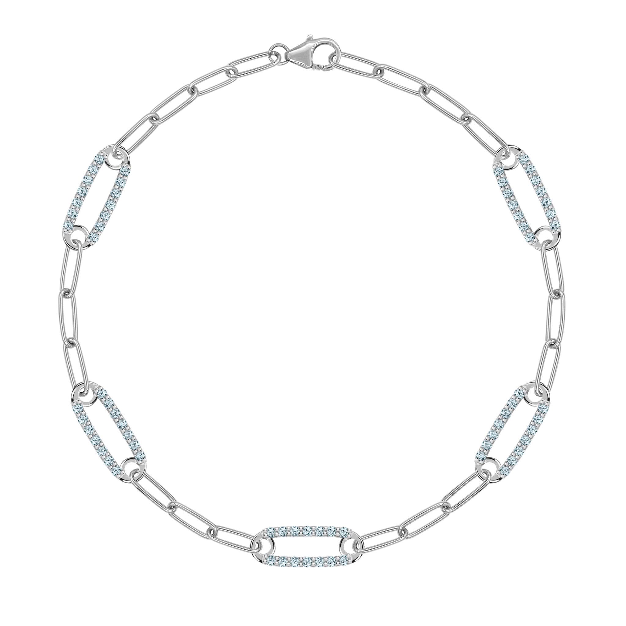 Adelaide 5 Pavé Nantucket Blue Topaz Link Bracelet in 14k Gold (December) - Image 8